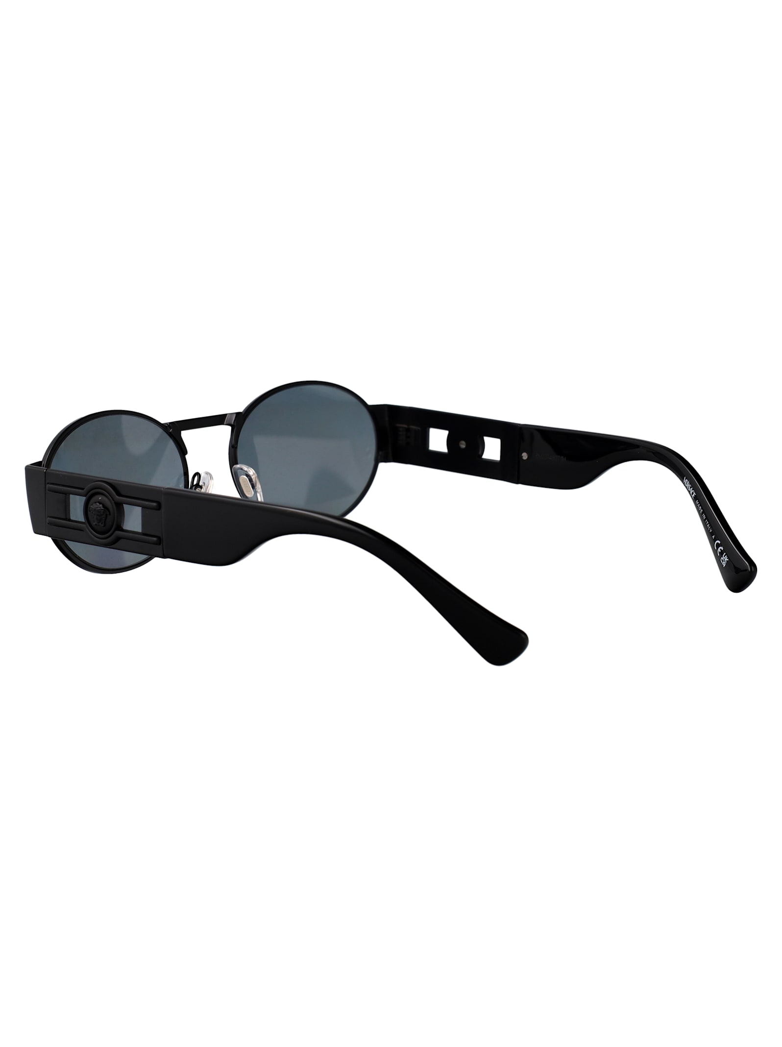 Versace Matte Black Steel Sunglasses In Blue