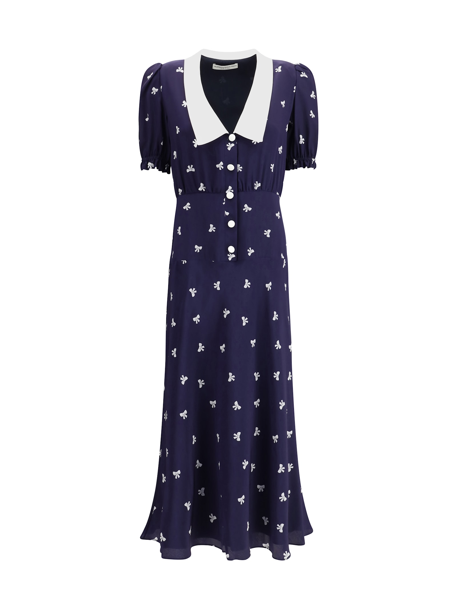 Alessandra Rich Bow Patterned Dress In Black