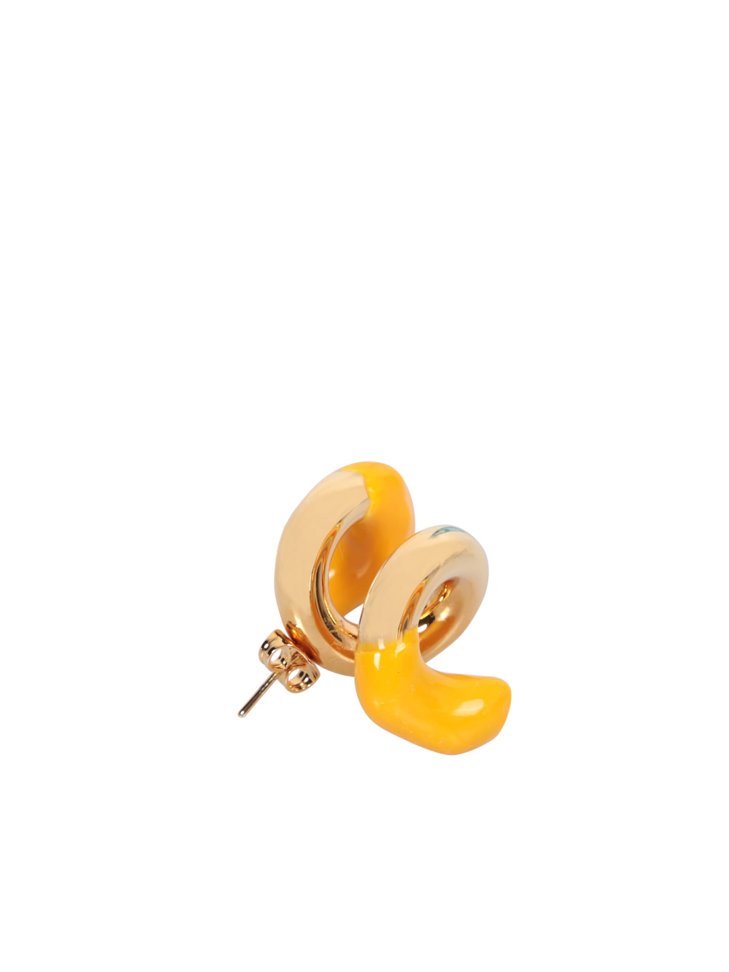 Shop Sunnei Fusillo Rubberized Gold Earrings In Metallic