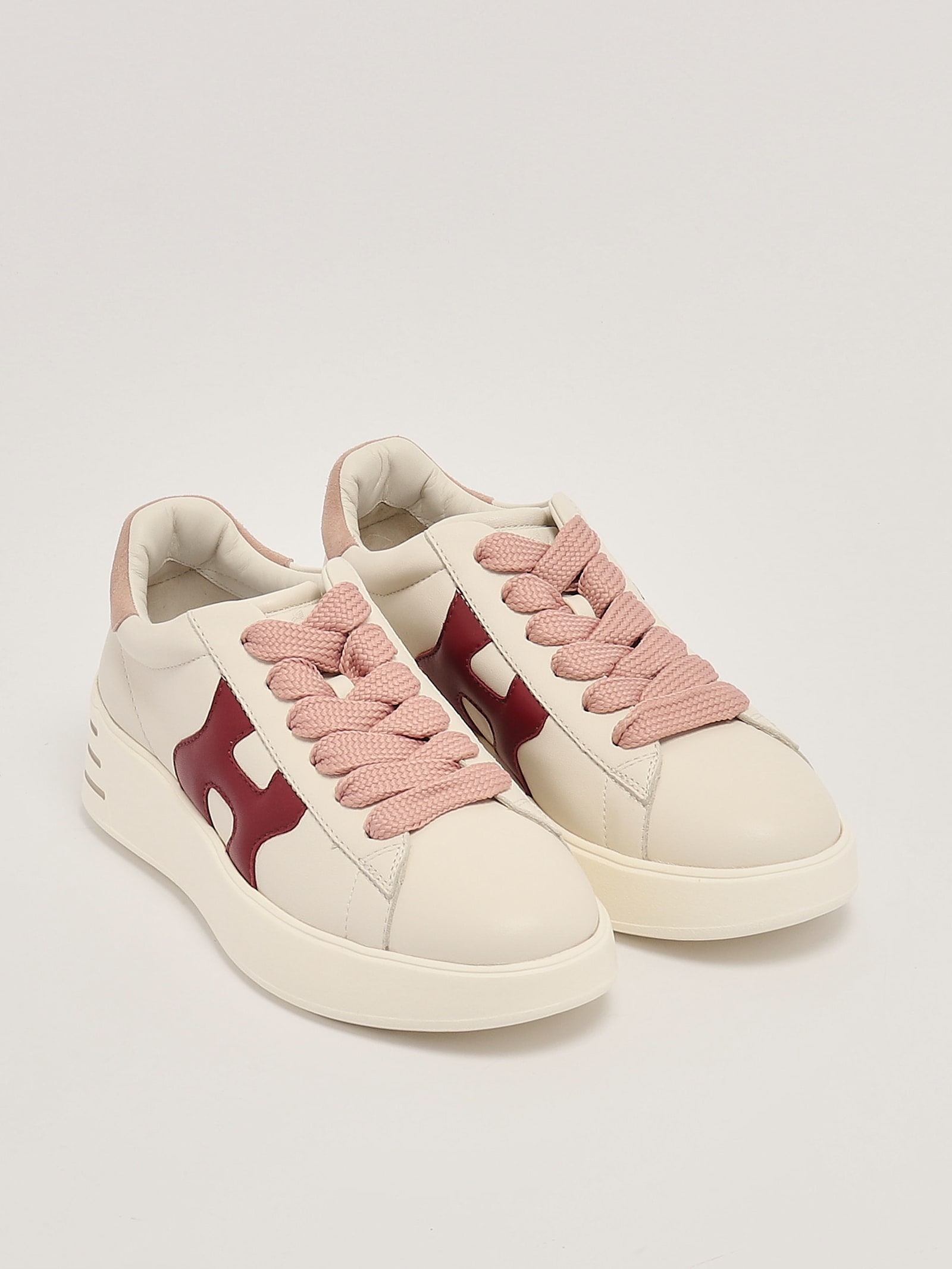 Shop Hogan Rebel H564 Allacciato Sneaker In Burro-bordeaux