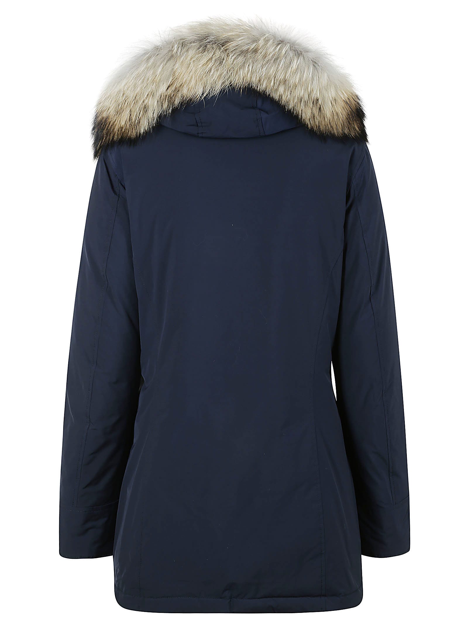 Shop Woolrich Luxury Arctic Raccoon Parka In Melton Blue