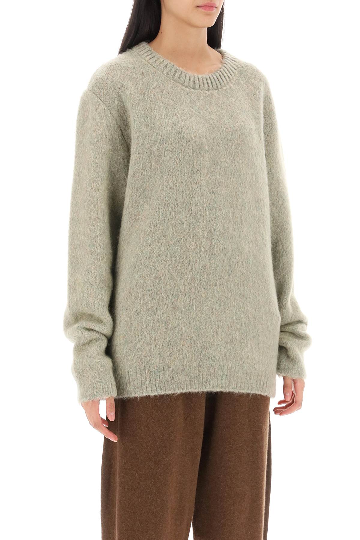 Shop Lemaire Sweater In Melange-effect Brushed Yarn In Beige