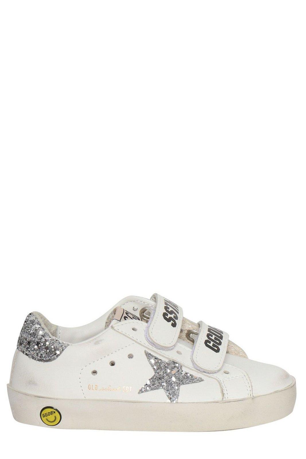 Shop Golden Goose Old School Star Patch Sneakers In White/ice/silver