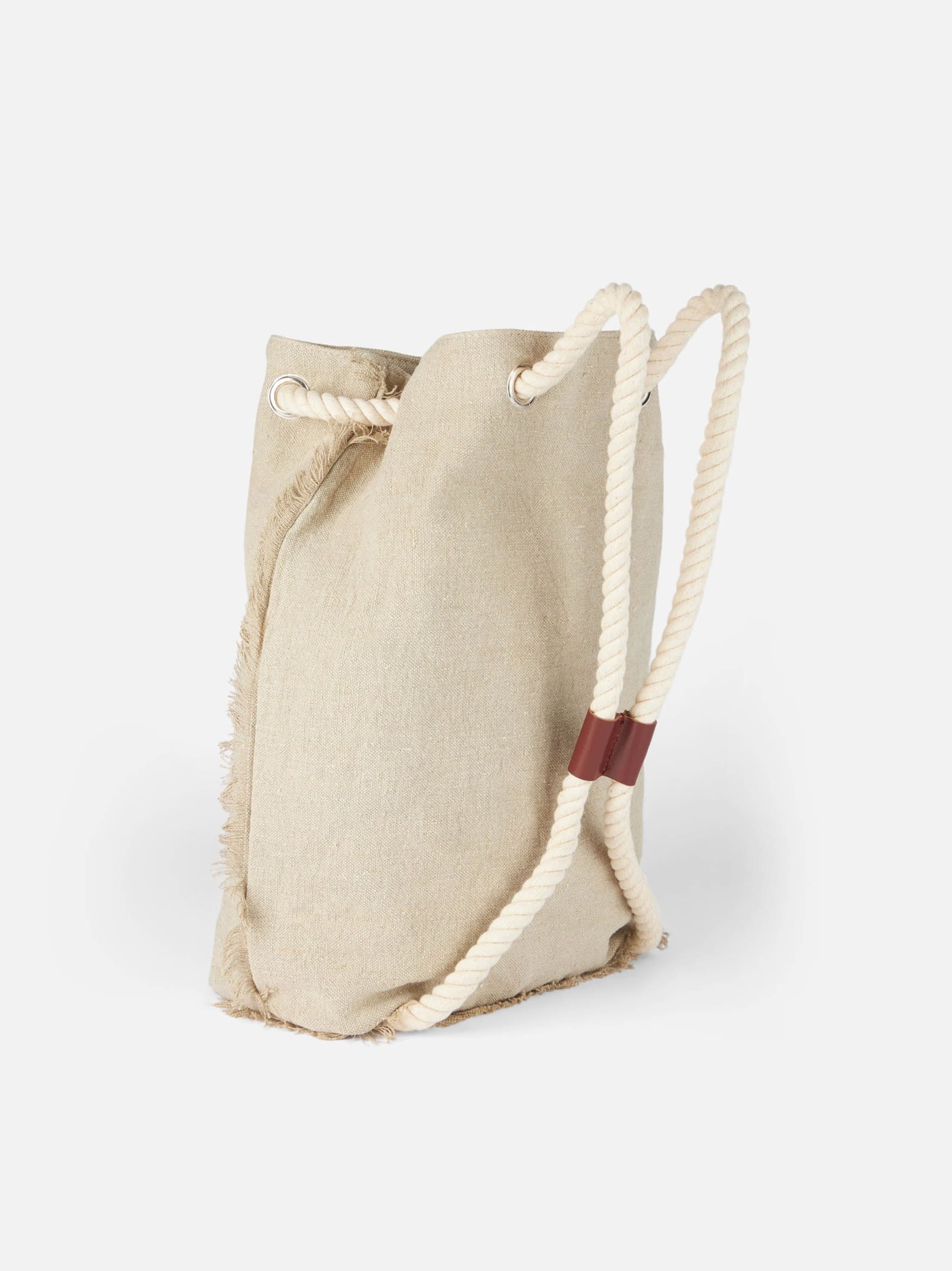 Mc2 Saint Barth Beige Boat Linen Backpack In Beige