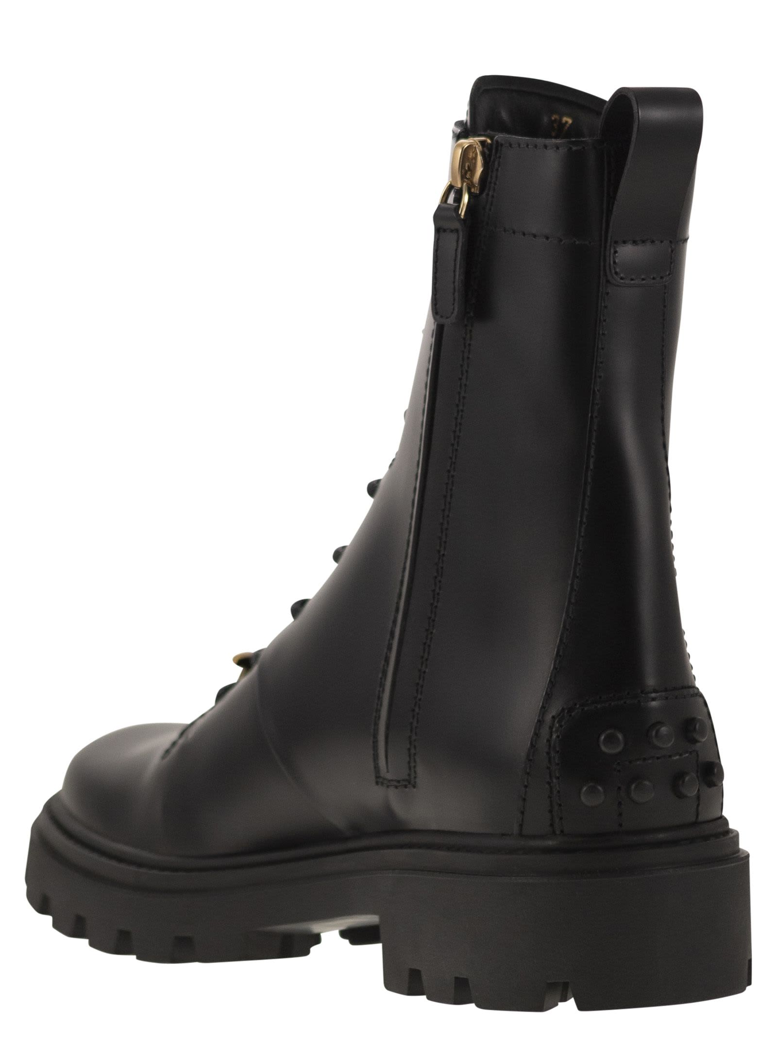 Shop Tod's Leather Boots In Black