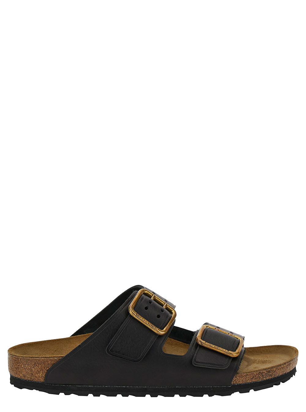 Birkenstock Arizona Black Slip-on Sneakers With Branded Buckles In Leather Man