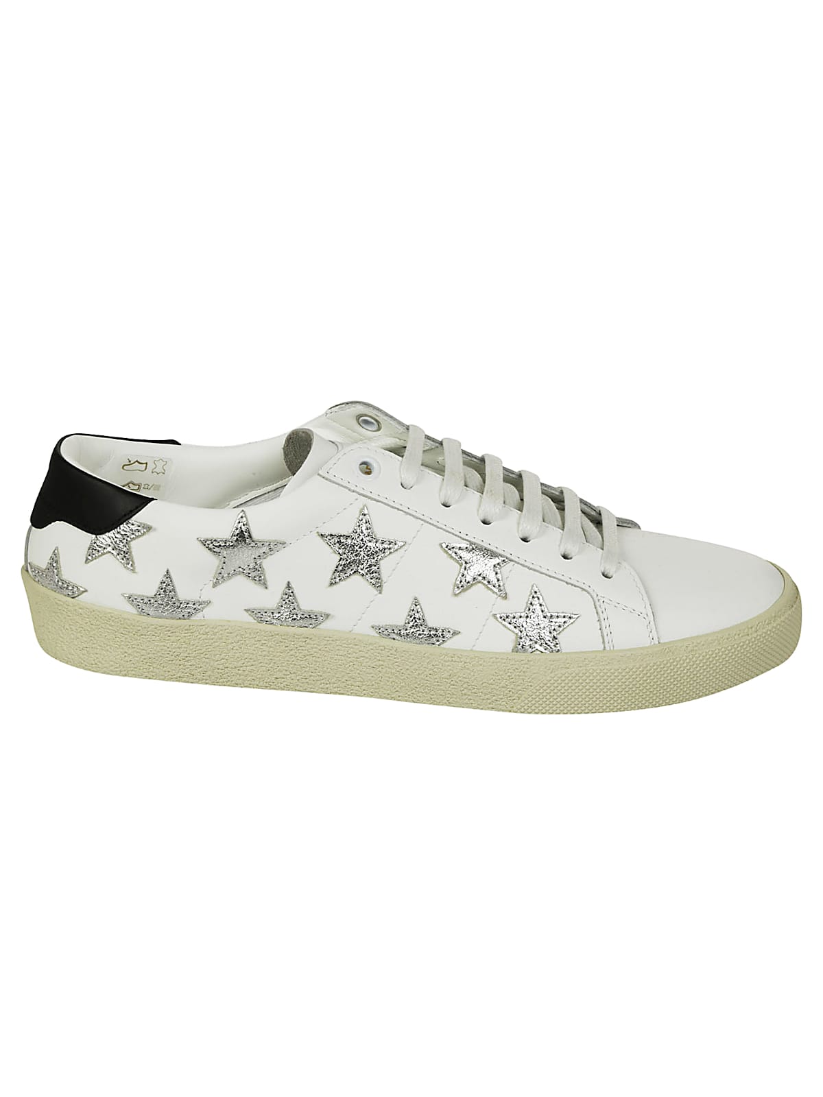 Buy Saint Laurent Signature California Stars Sneakers Flat Heel Leather Up online, shop Saint Laurent shoes with free shipping
