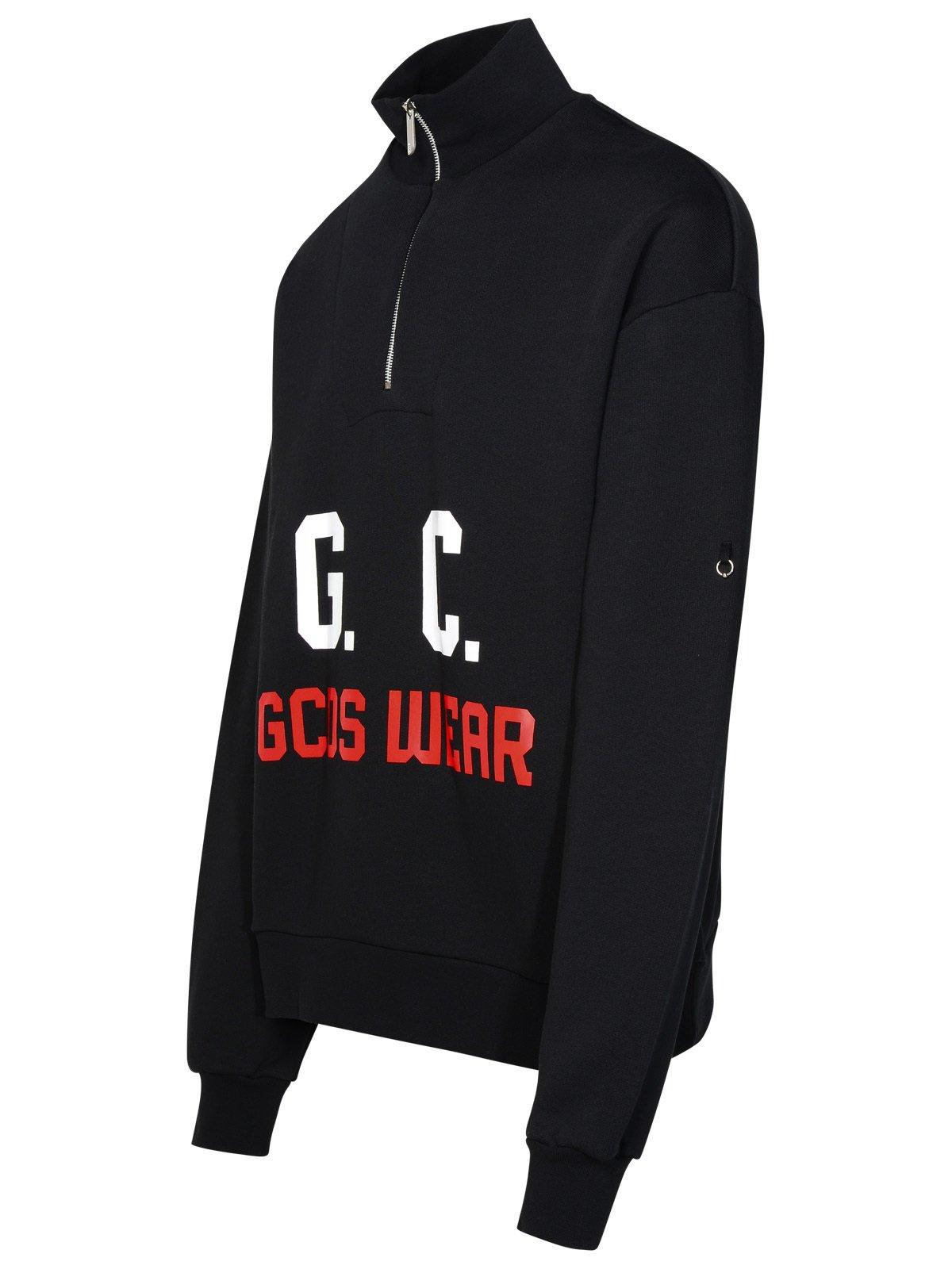 Shop Gcds Logo-printed Straight Hem Sweatshirt In Black