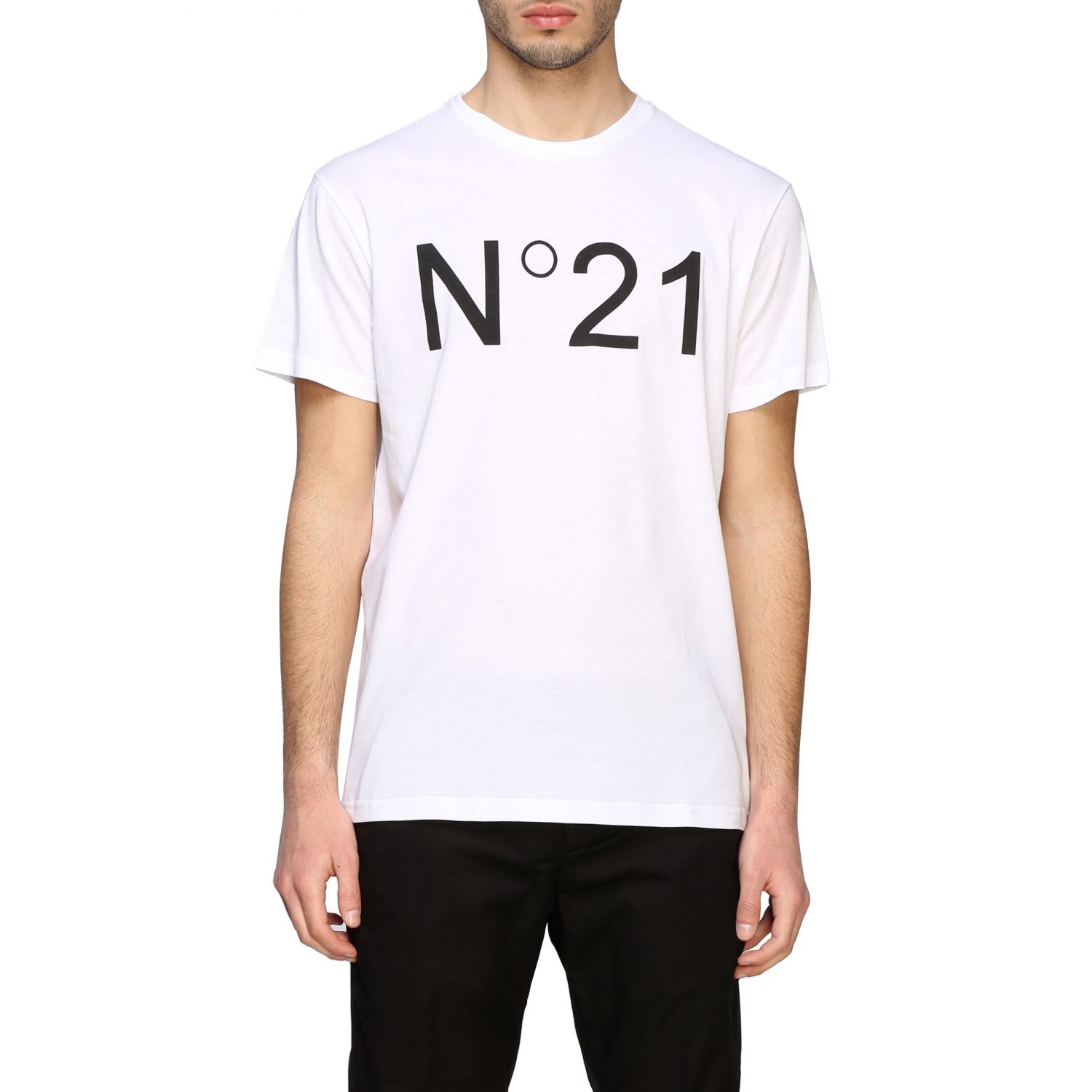 N°21 N° 21 T-shirt N &deg; 21 Basic T-shirt With Logo Print In White