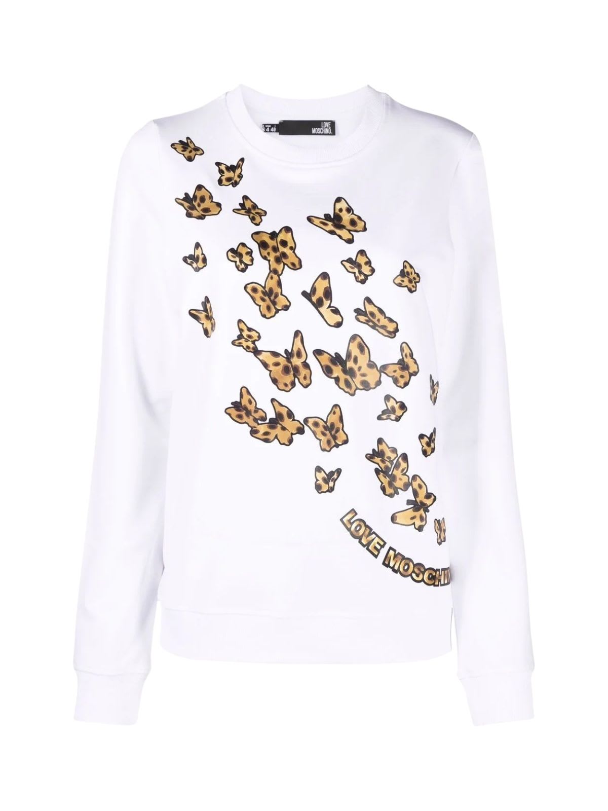 Love Moschino Round Neck Butterfly Mix Printed Sweater