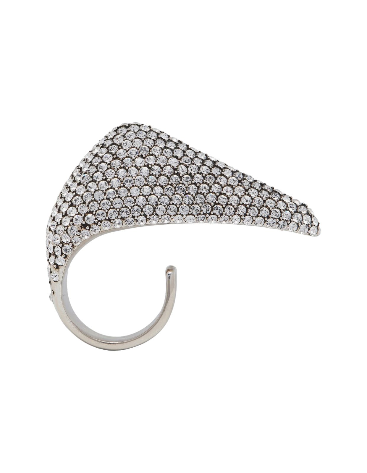 Shop Alexander Mcqueen Jewelled Embellished Claw Ring In L.a.silver + Cry.sw