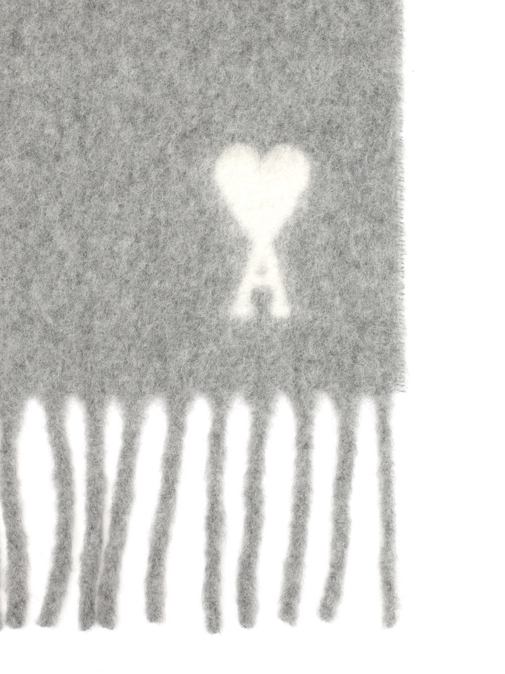 Ami Alexandre Mattiussi Ami Paris Women Ami De Coeur Wool Scarf In Gray