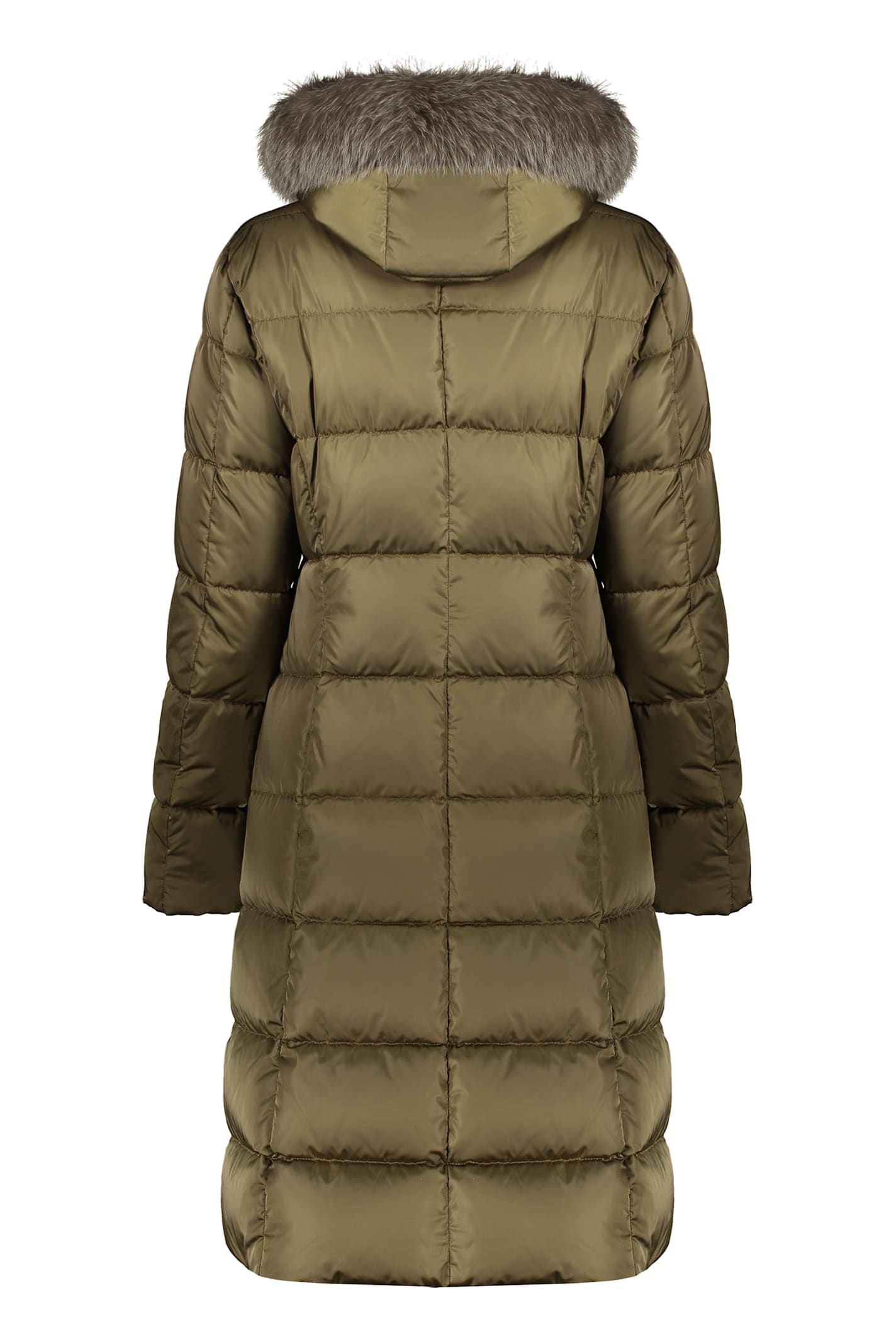 Shop Herno Hooded Full-zip Down Jacket In Green