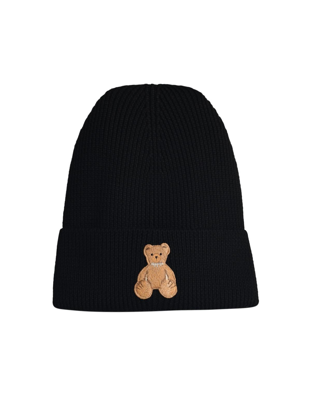 Shop Palm Angels Bear In Black Wool Beanie In Black Brown