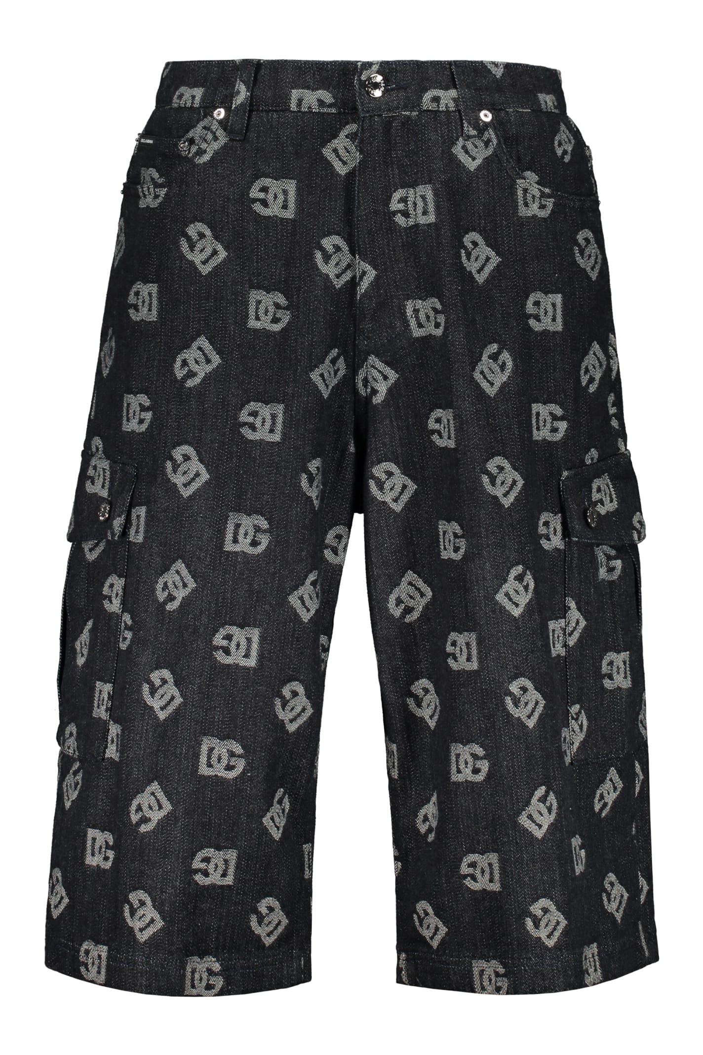 Shop Dolce & Gabbana Cotton Cargo Bermuda Shorts In Denim