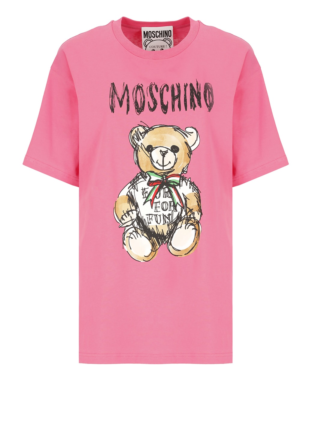 Shop Moschino Drawn Teddy Bear T-shirt In Fuchsia