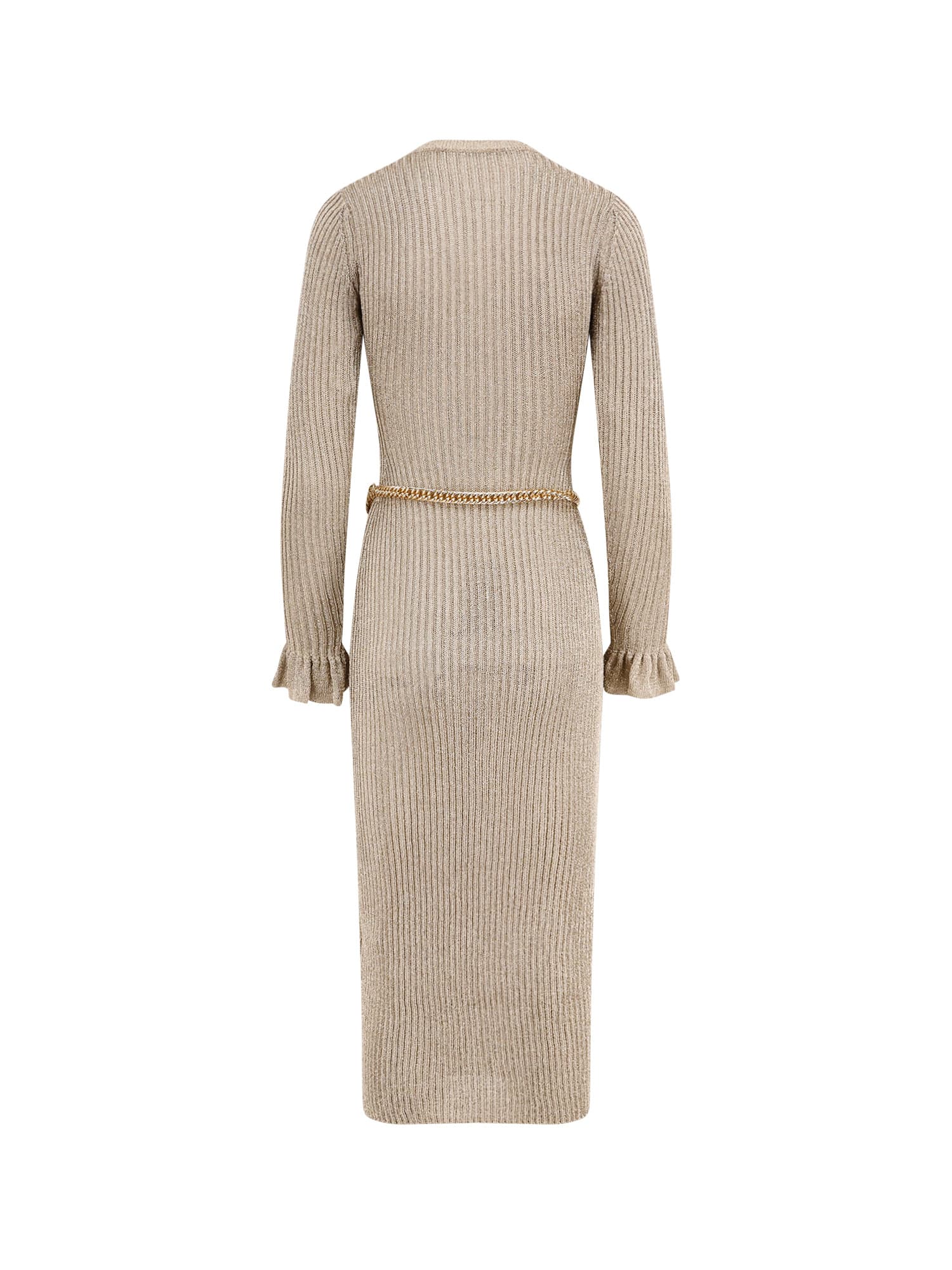 Self-portrait Ribbed Lurex Knit Midi Dress In Pink