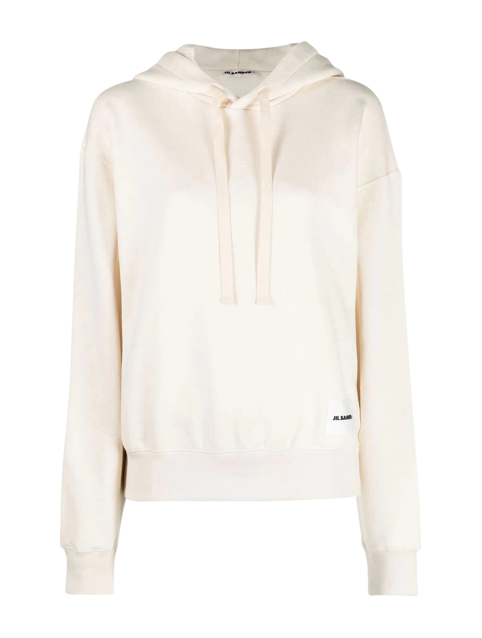 Jil Sander Hooded Long Sleeves Sweatshirt With Ribbed Hems On Cuffs And Bottom And Triangle Rib Detail On The S In Dune