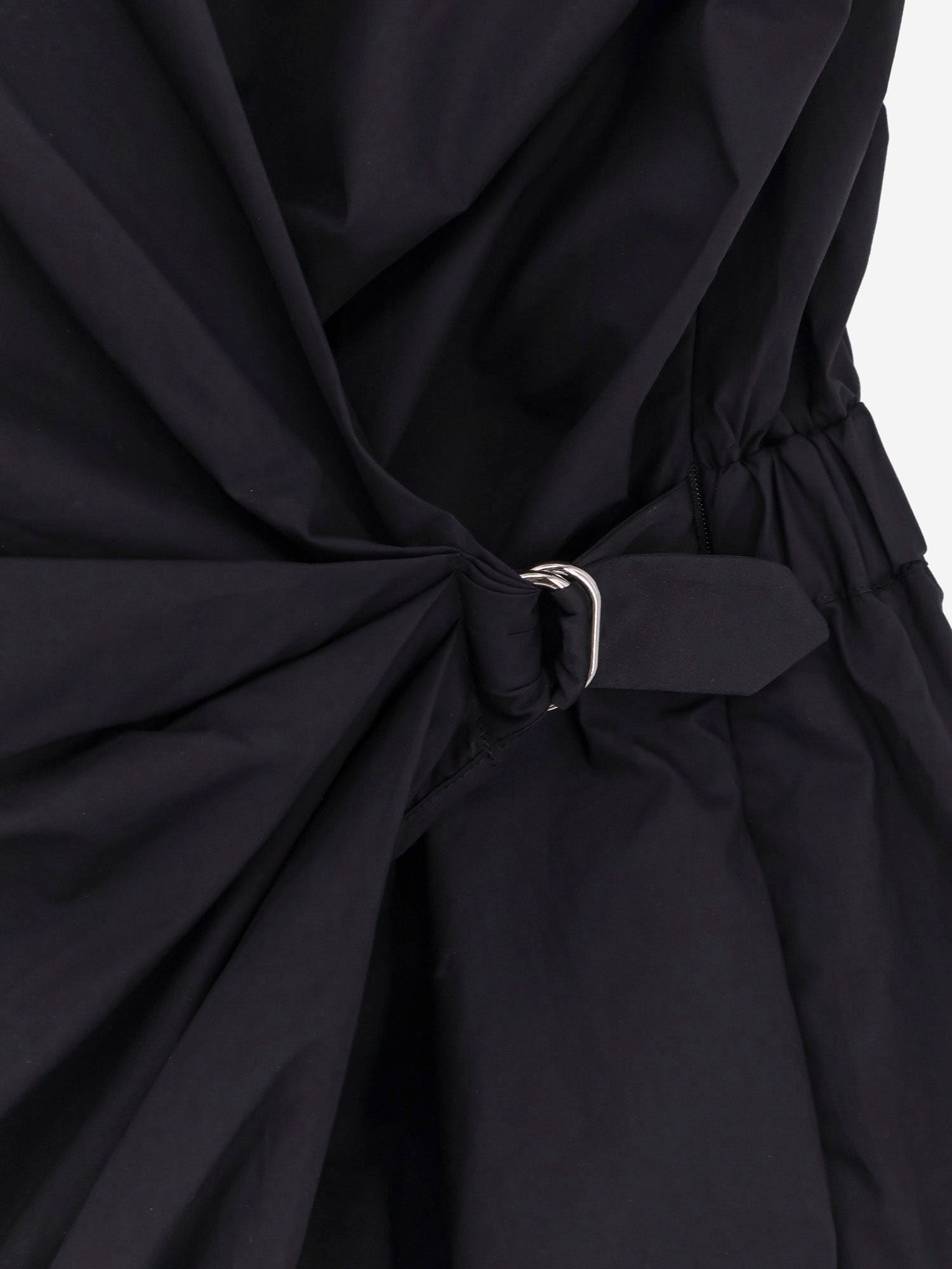 Pinko Cotton Dress With Pleated Skirt And Buttoned Shoulders