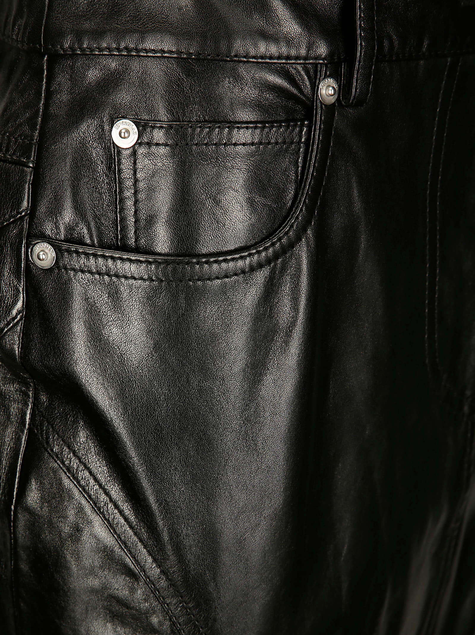 Sportmax Leather Skirt With Pockets And High Waist