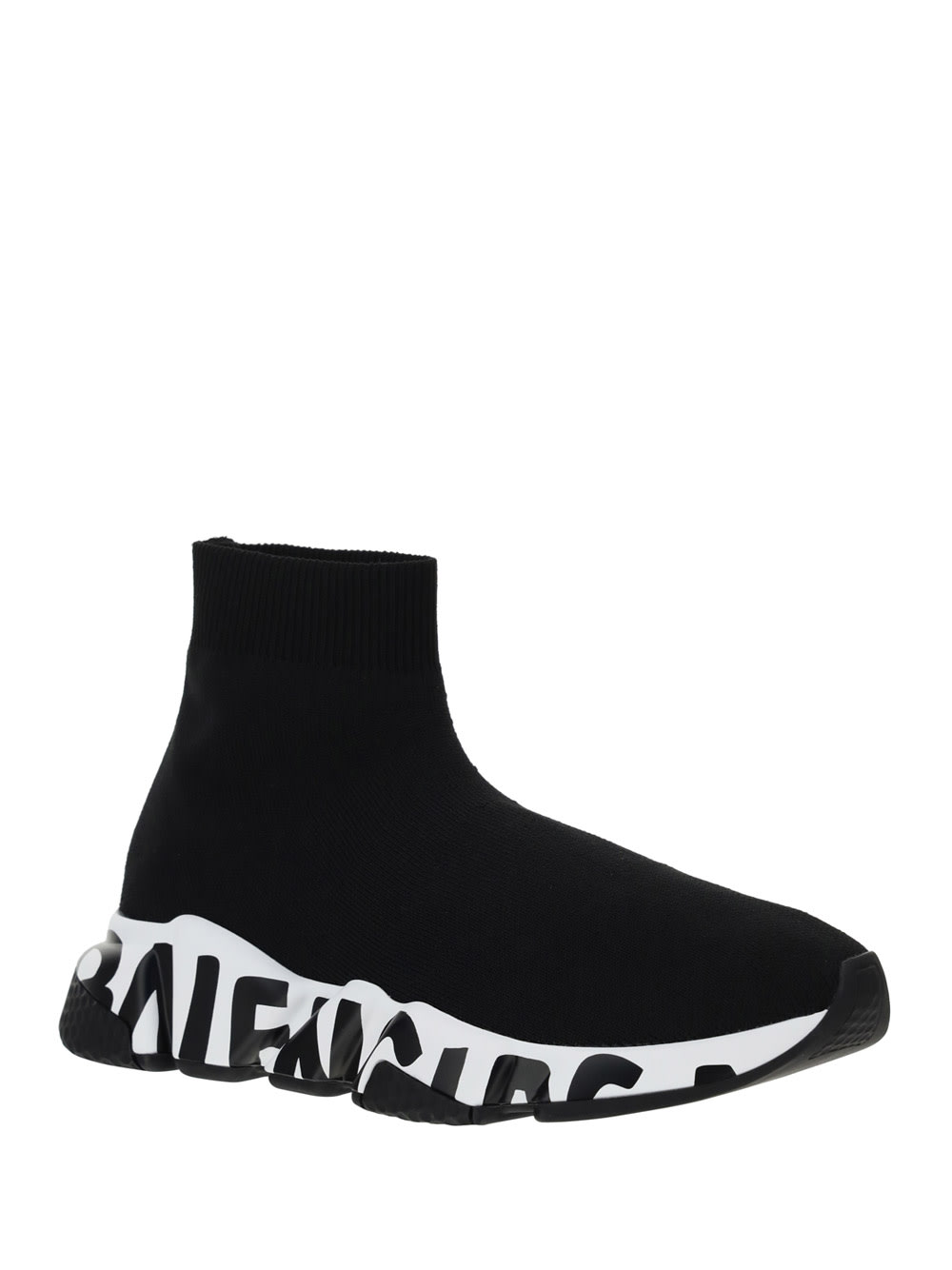 Balenciaga Speed Logo-print Stretch-knit High-top Sneakers In Black