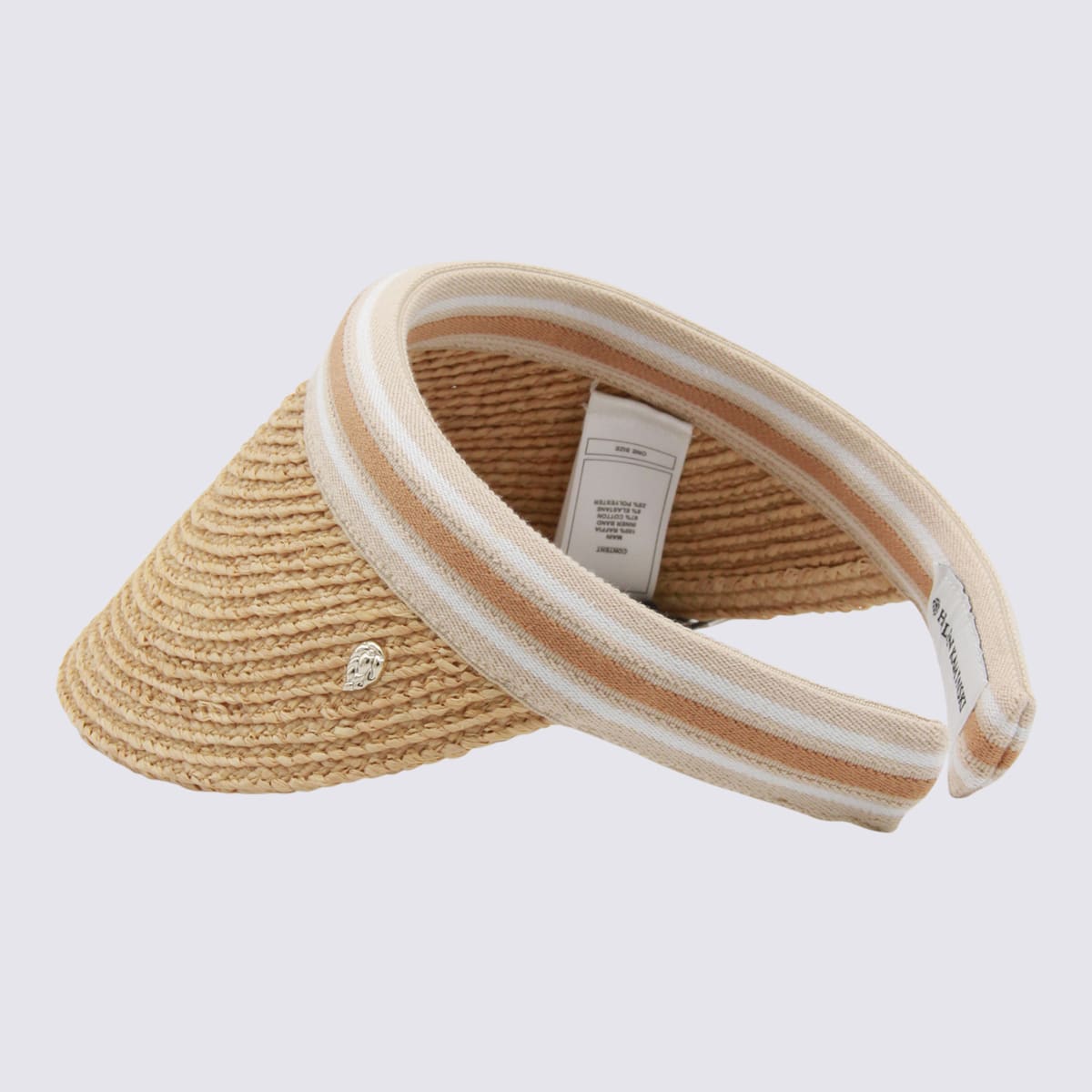 Helen Kaminski Striped Band Wide Brim Woven Hat In Brown