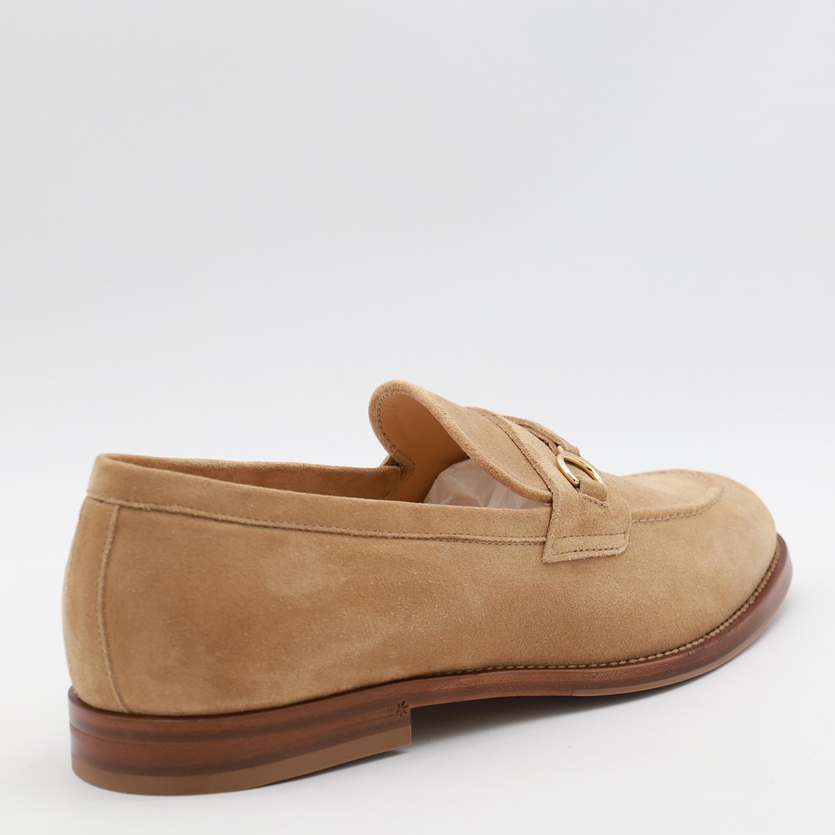 Brunello Cucinelli Loafers With Gold-tone Hardware And Suede Finish In White