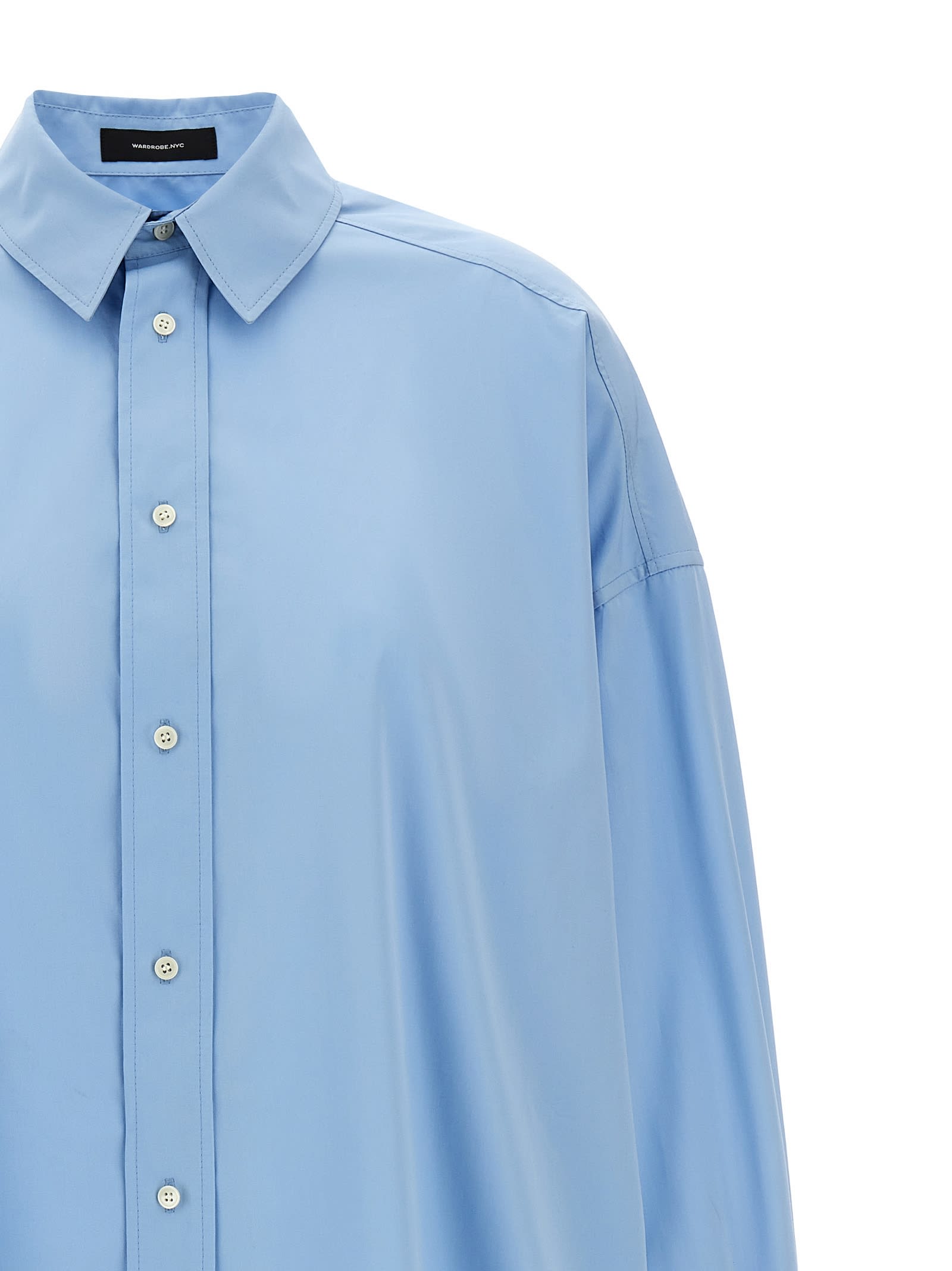 Shop Wardrobe.nyc Oversize Shirt Dress Mini Dress In Light Blue