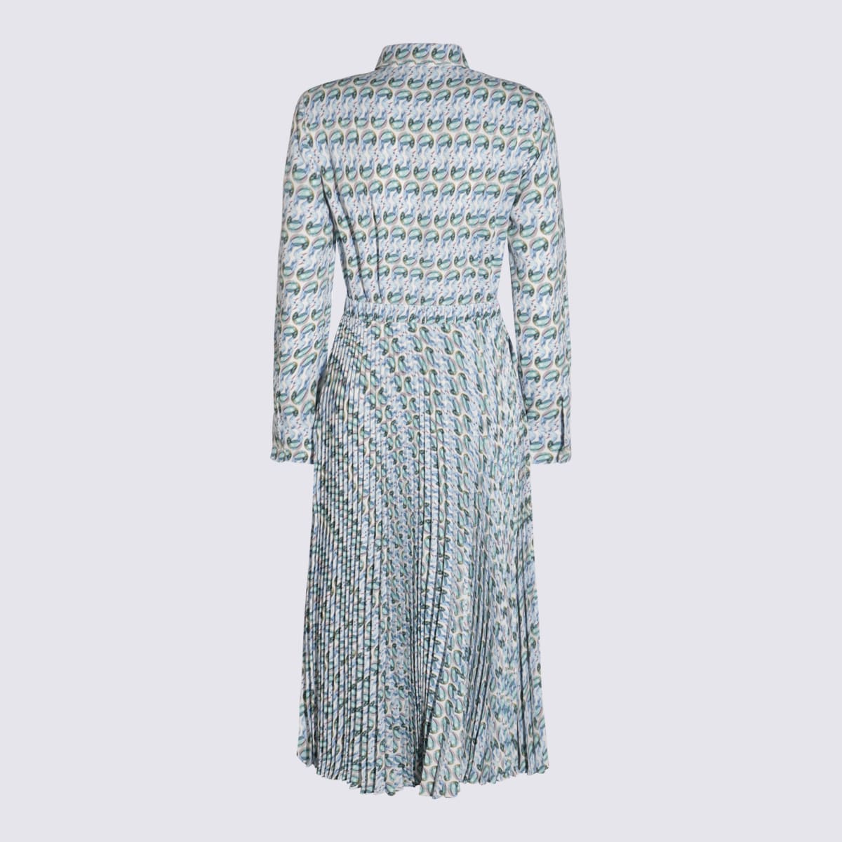 Tory Burch Collared Dress With Whimsical Swan Print In Blue