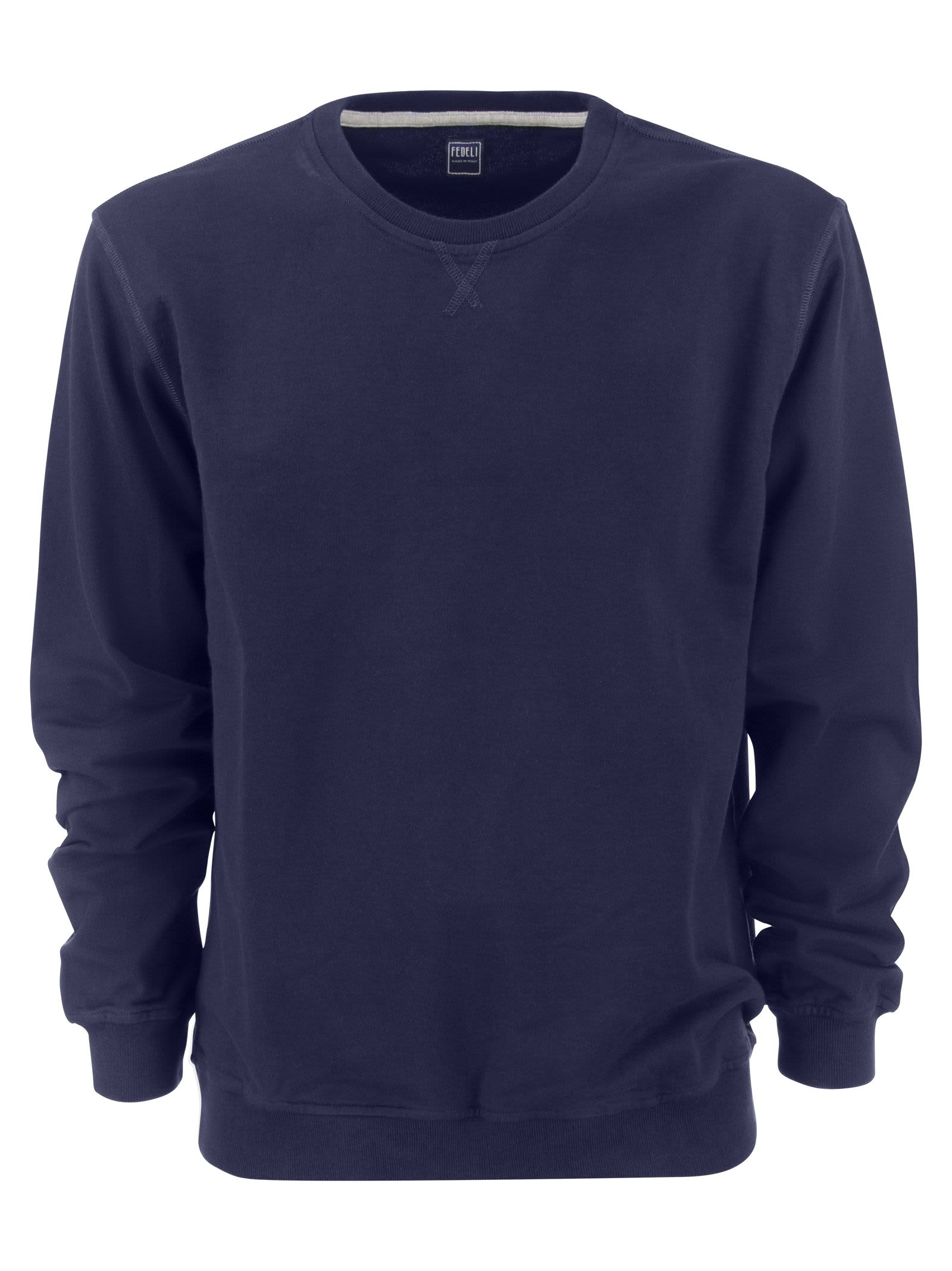Shop Fedeli Crew-neck Cotton Sweatshirt In Blue