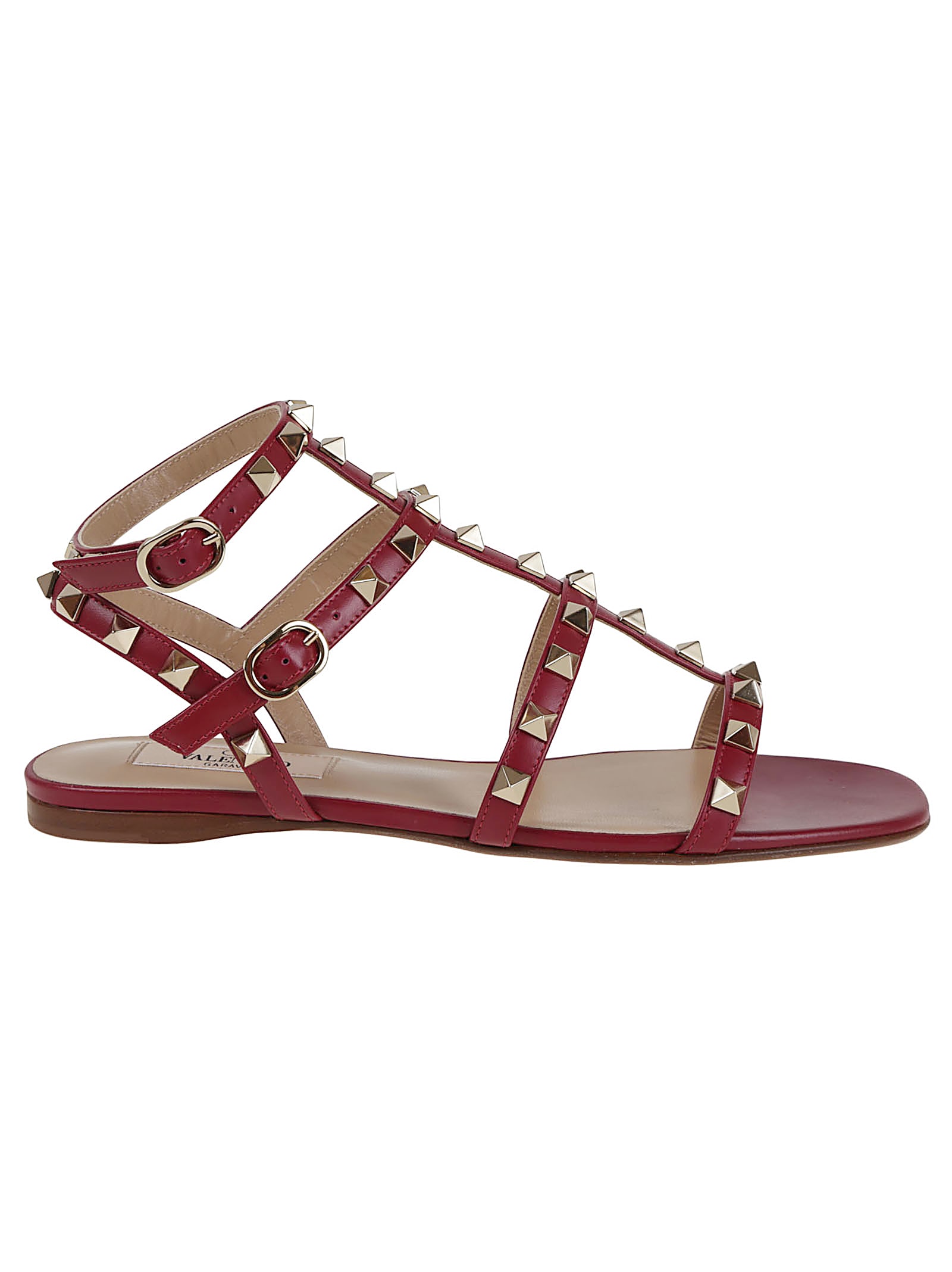 Valentino Rockstud Caged Leather Ankle Strap Sandal