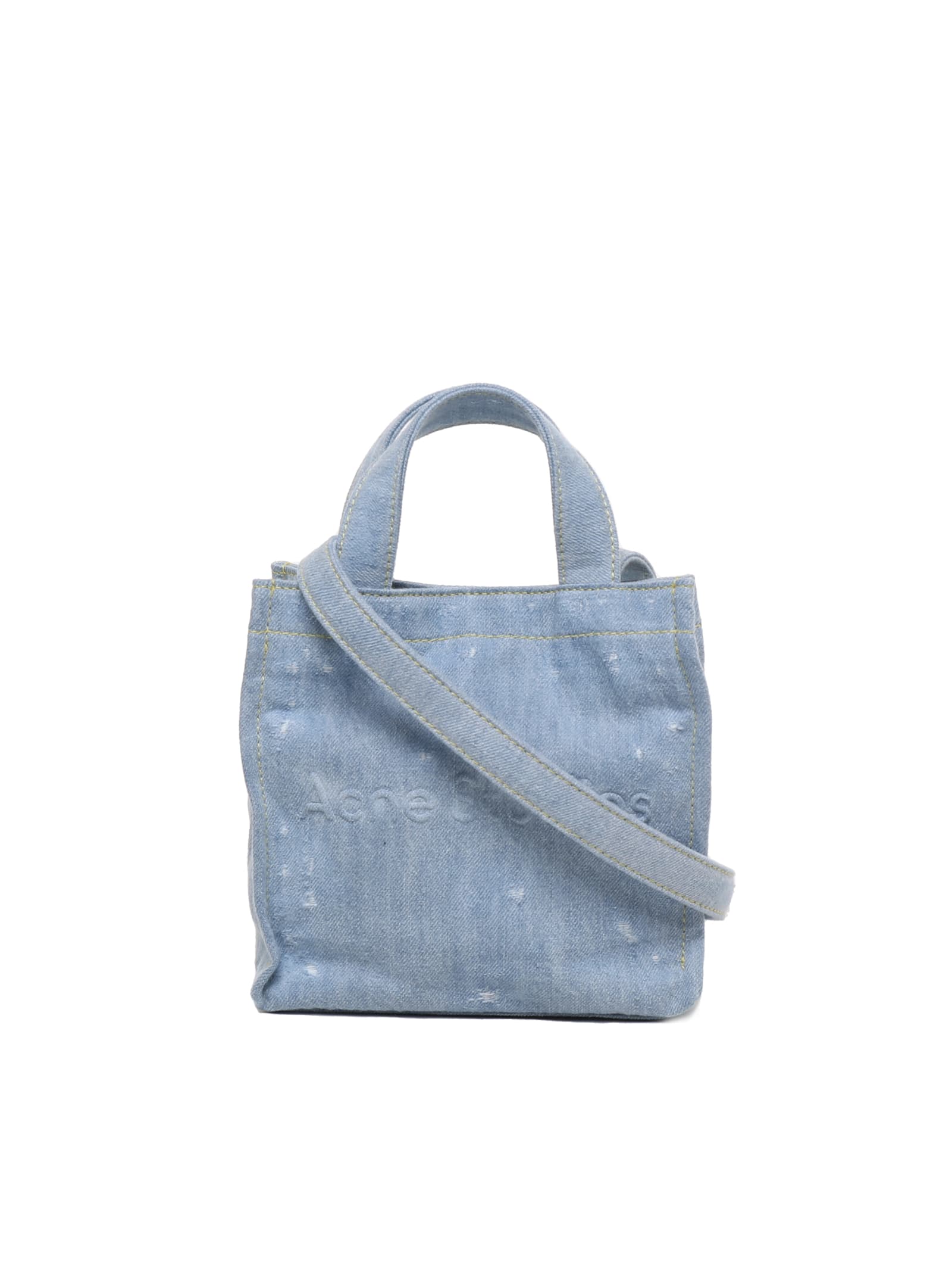 Acne Studios Logo Shopper Mini Bag In Light Blue