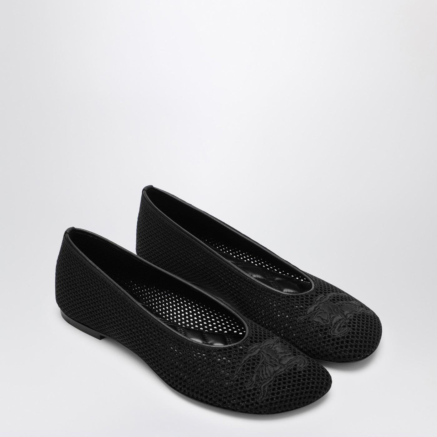 Shop Burberry Black Mesh Ballerina With Logo