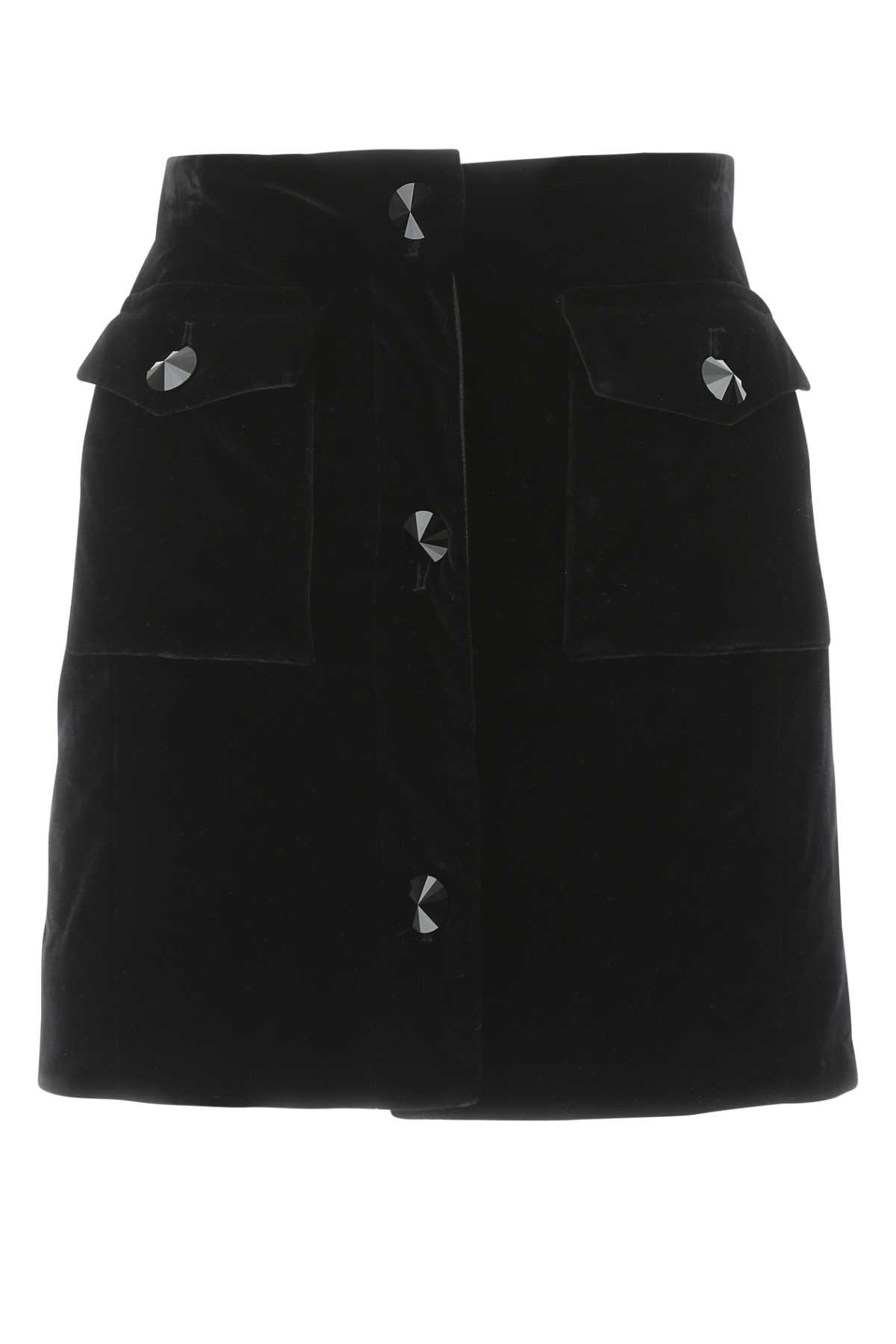 Black Chenille Mini Skirt
