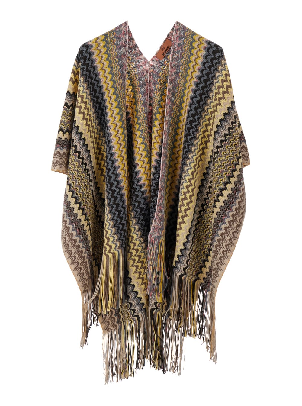 Missoni Multicolor Cape With V Neck And All-over Zigzag Motif In Viscose Blend Woman In Multi