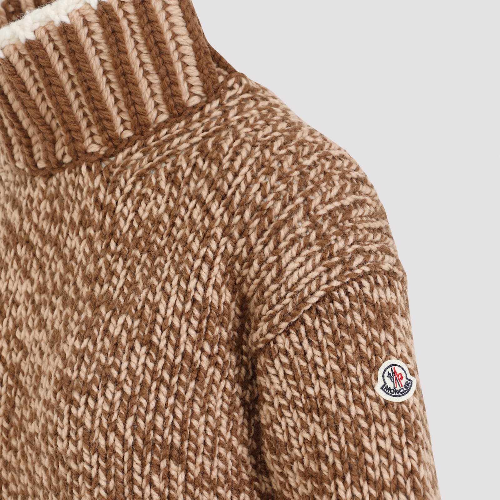 Shop Moncler Tricot Turtleneck In Medium Brown