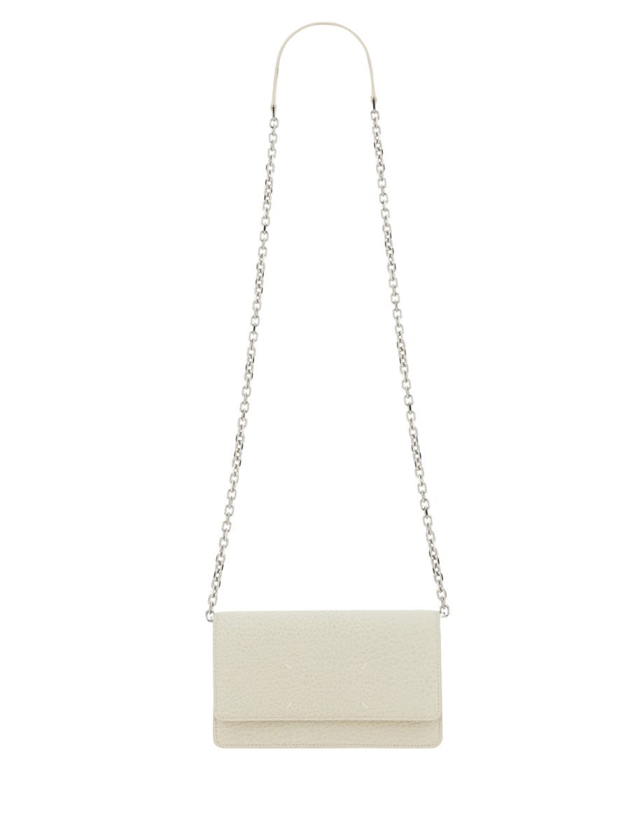 Maison Margiela Large Wallet With Chain In Ivory