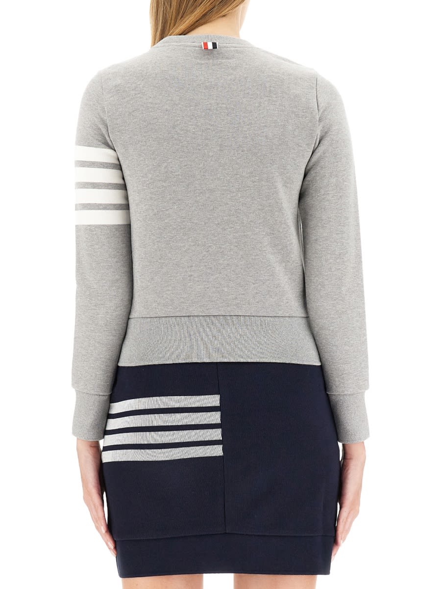 Shop Thom Browne 4-bar Crew Neck Sweatshirt In Grey