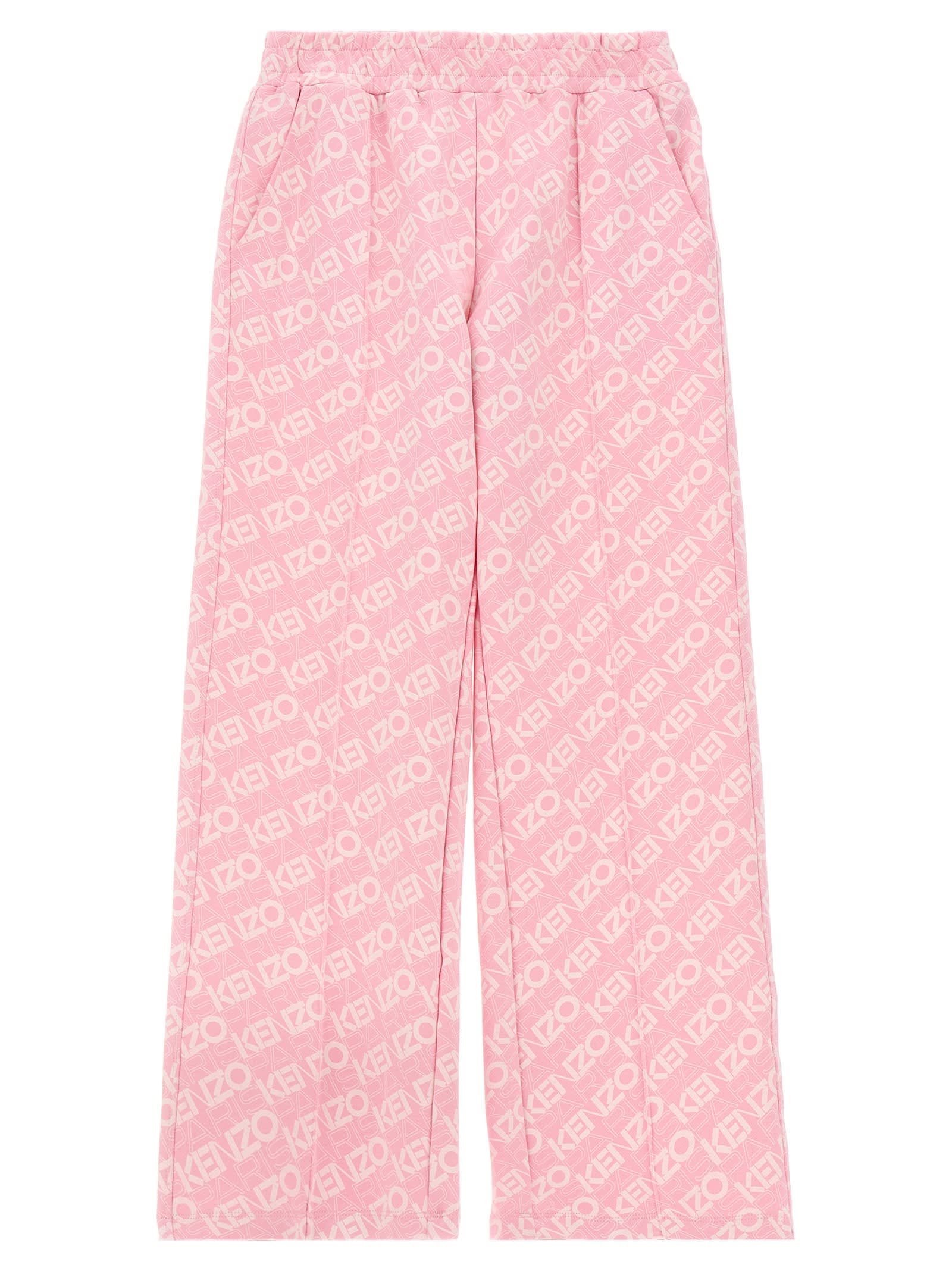 Kenzo Pink Trousers For Girl With Logo In Pink