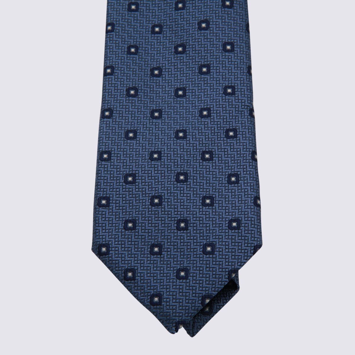 Zegna Geometric Pattern Wide Blade Ties Collection In Blue