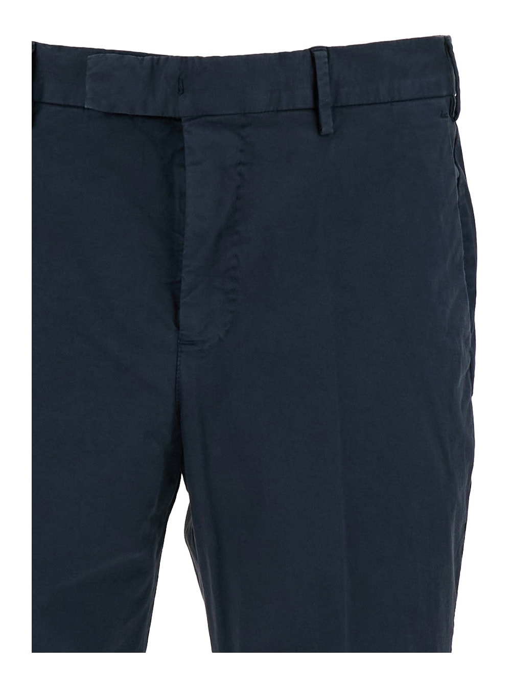 Shop Pt01 Sartorial Slim Fit Blu Trousers In Cotton Blend Man