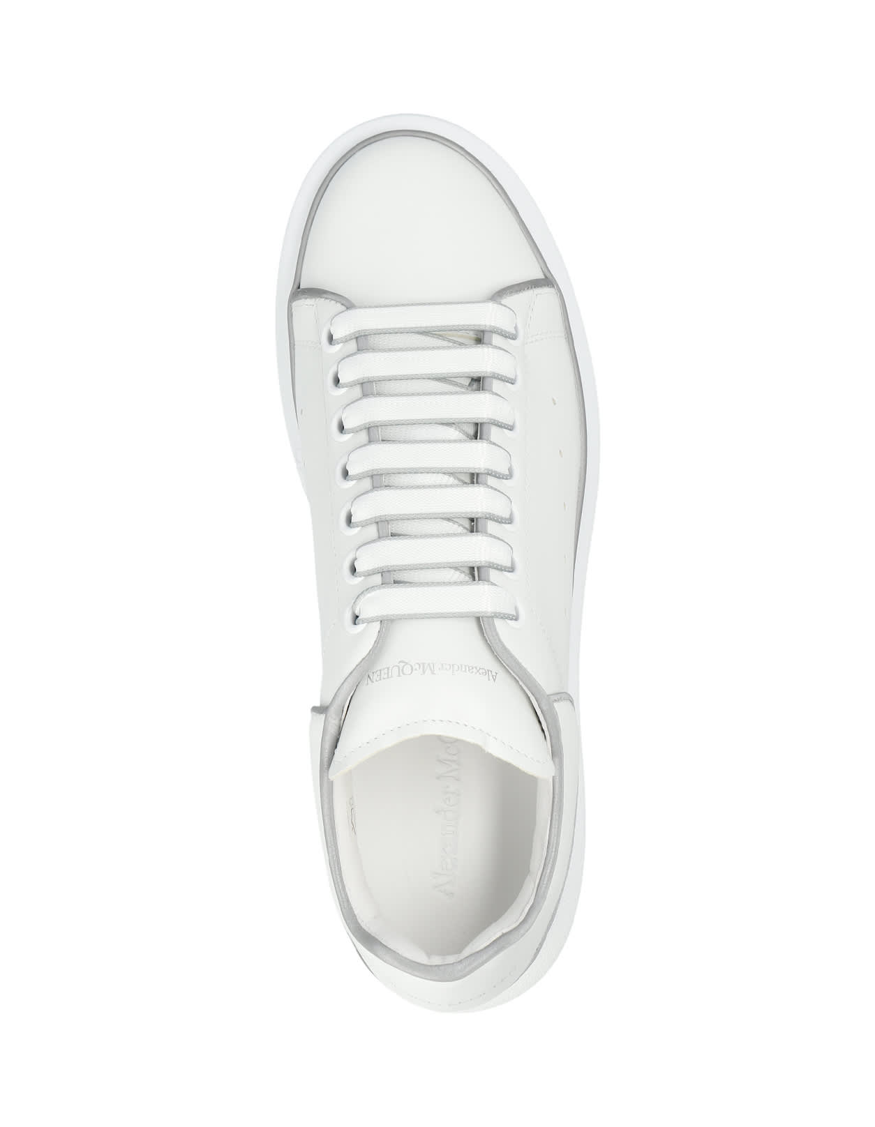 Shop Alexander Mcqueen White Oversized Sneakers With Silver Piping