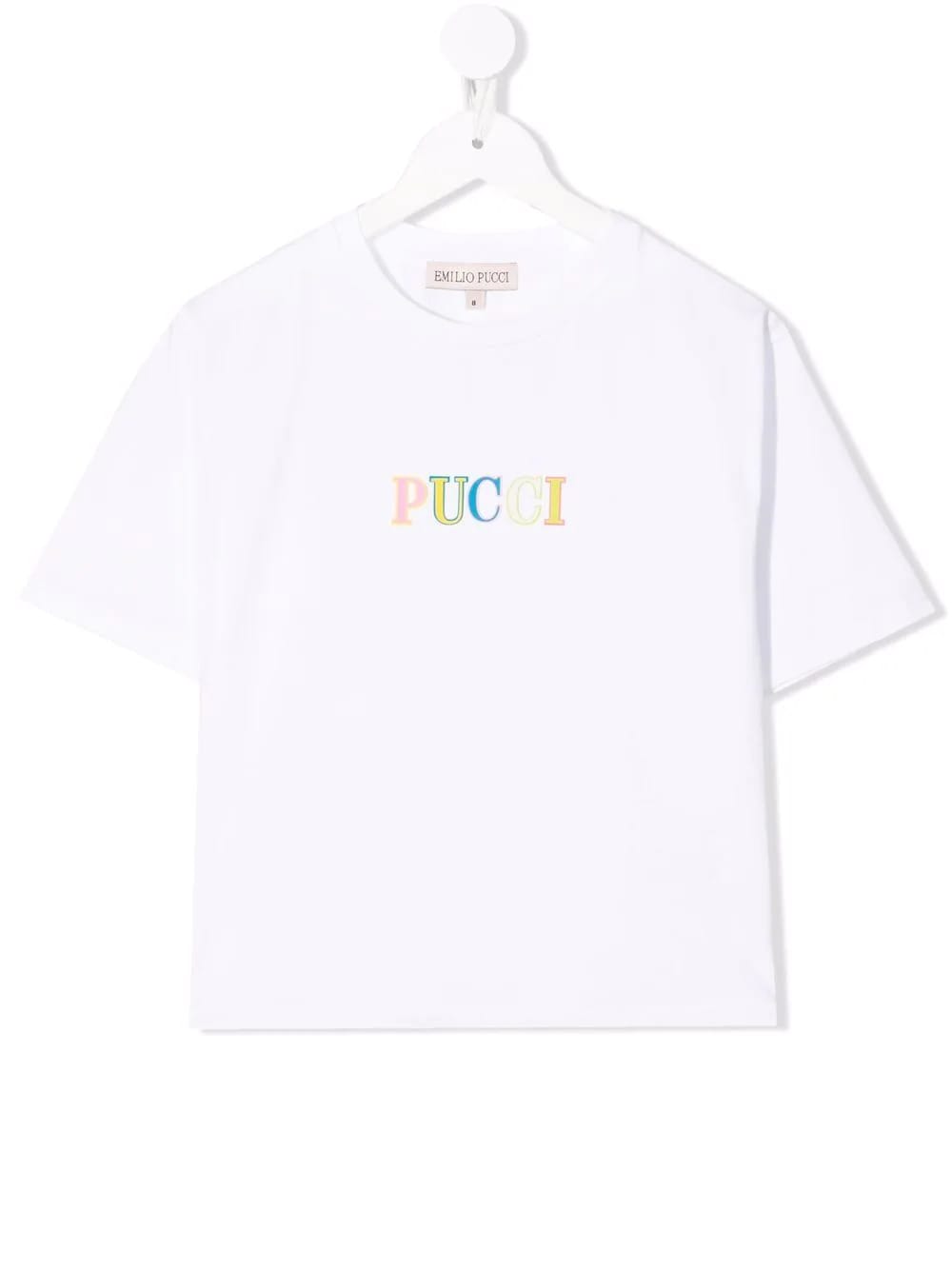 Emilio Pucci Kids White T-shirt With Multicolor Logo