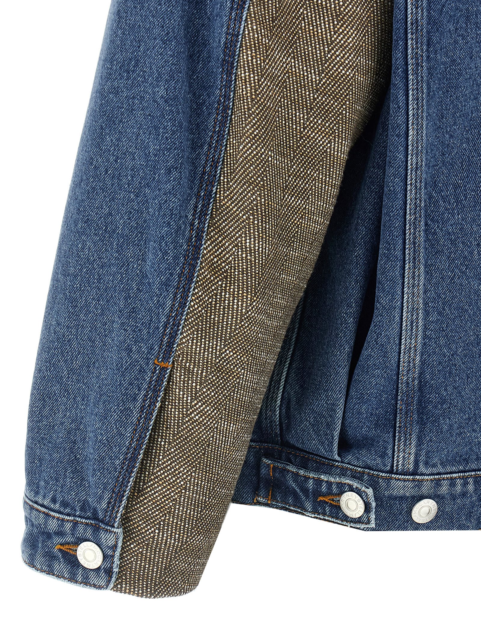 Shop Stella Mccartney Tweed Insert Denim Jacket In Multicolor