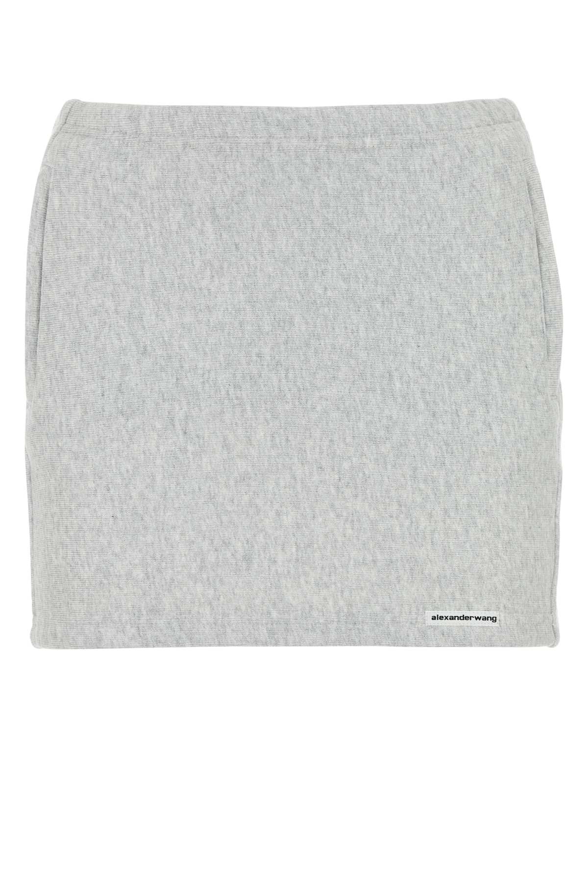 Melange Light Grey Cotton Mini Skirt