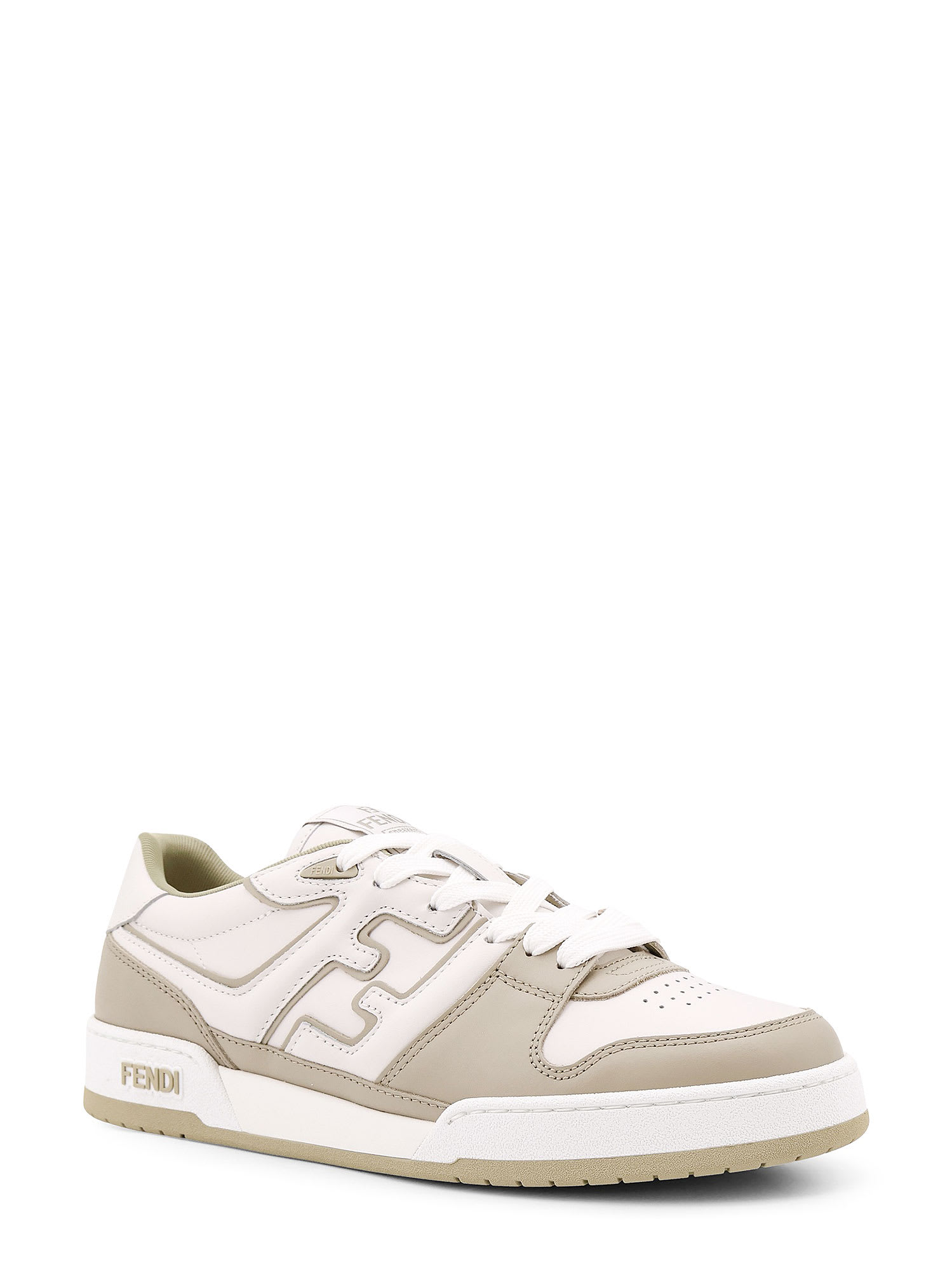 Fendi Leather Sneakers With Ff Lateral Logo In Grey