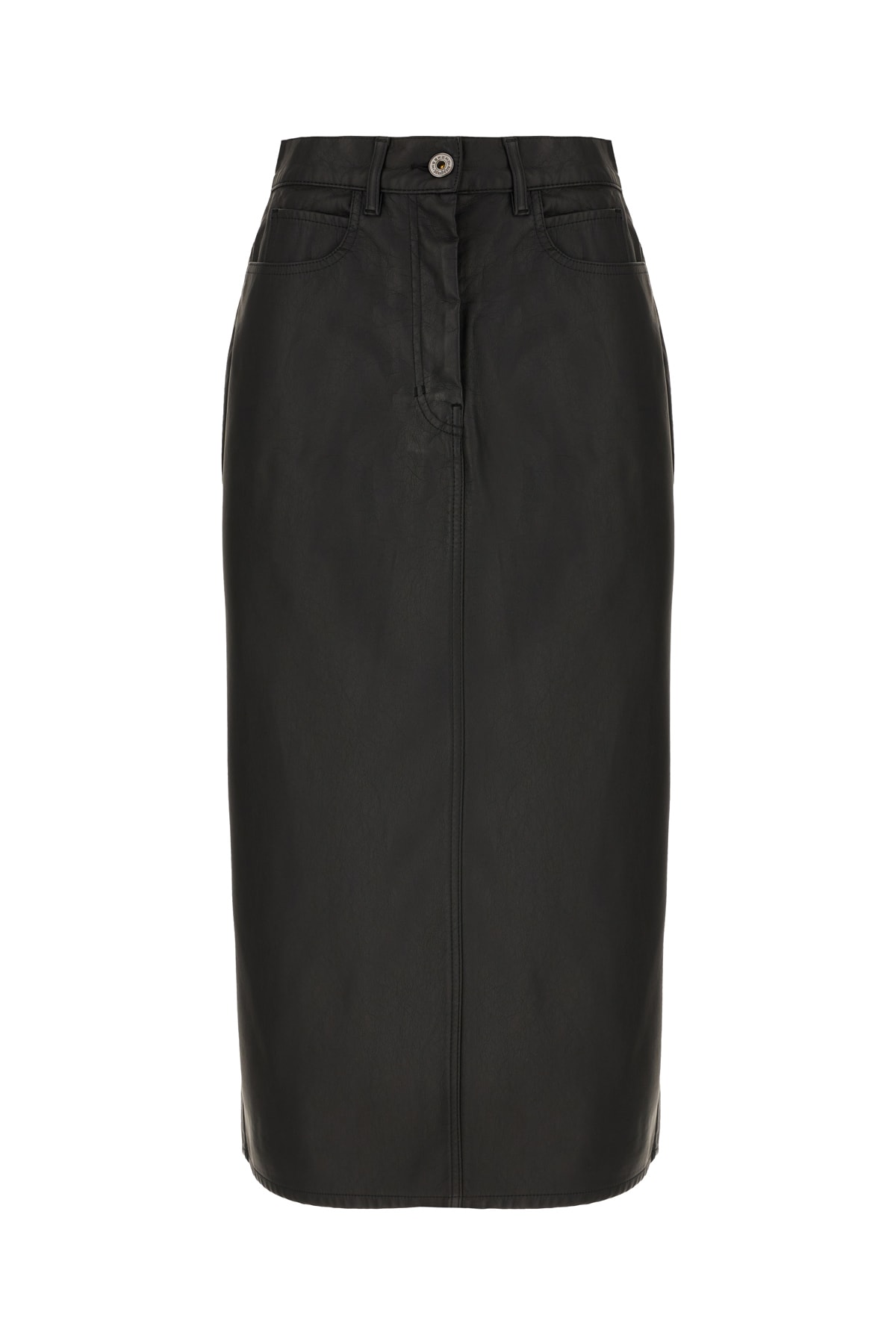 Black Synthetic Leather Skirt