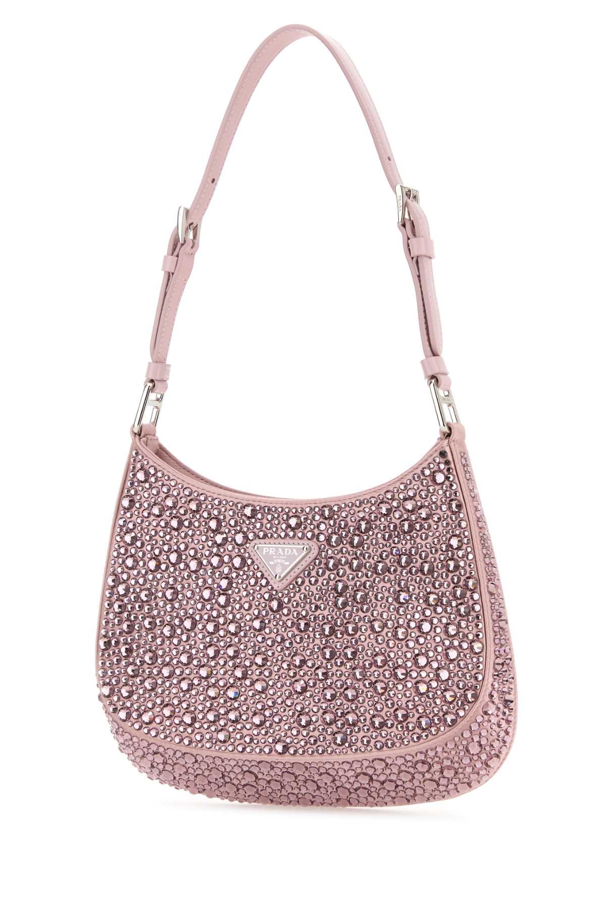 Shop Prada Embellished Satin Cleo Handbag In Alabastro