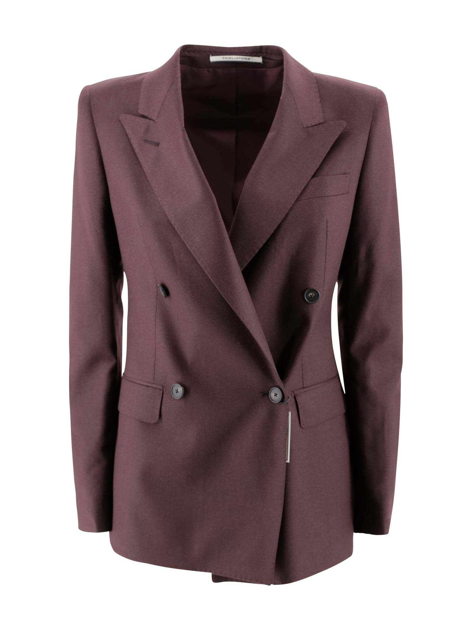 Tagliatore Tailored Jacket With Back Vent And Flap Pockets In Burgundy