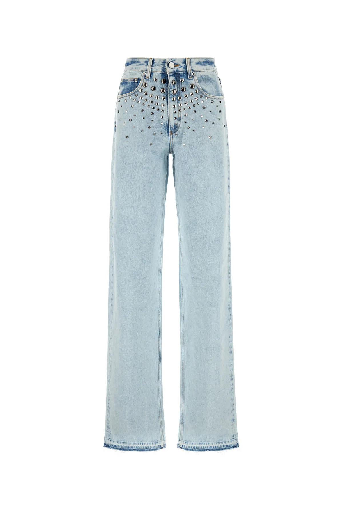 Shop Alessandra Rich Denim Jeans In Light Blue